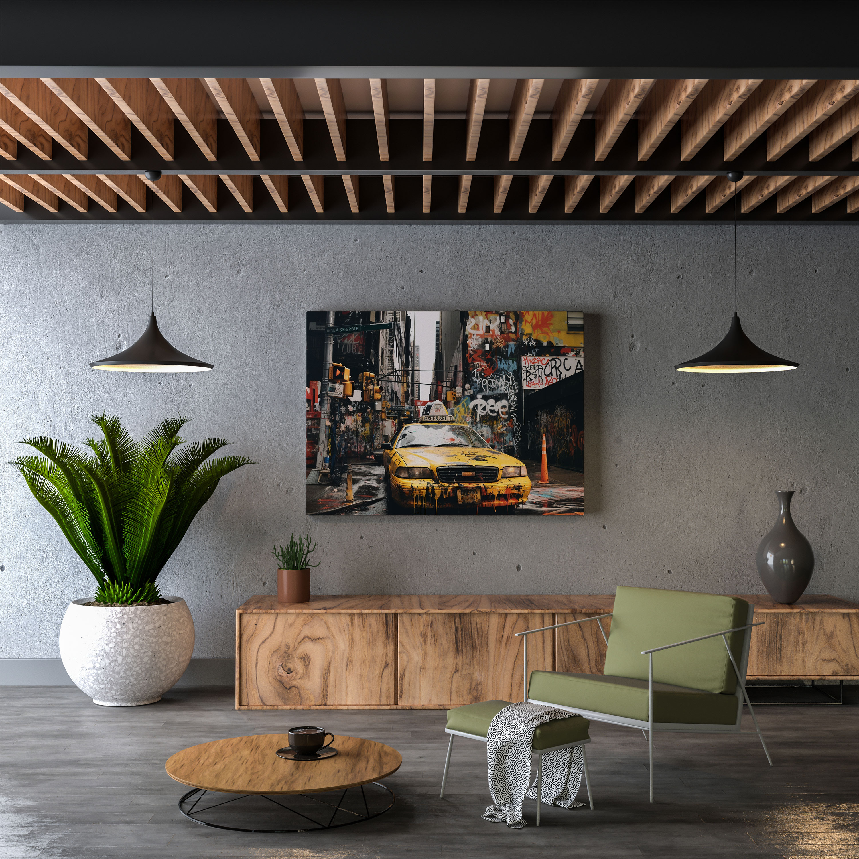 Basquiat Wall Art - Raw Cityscape - Basquiat, Wall Decoration, Home Decoration, Canvas