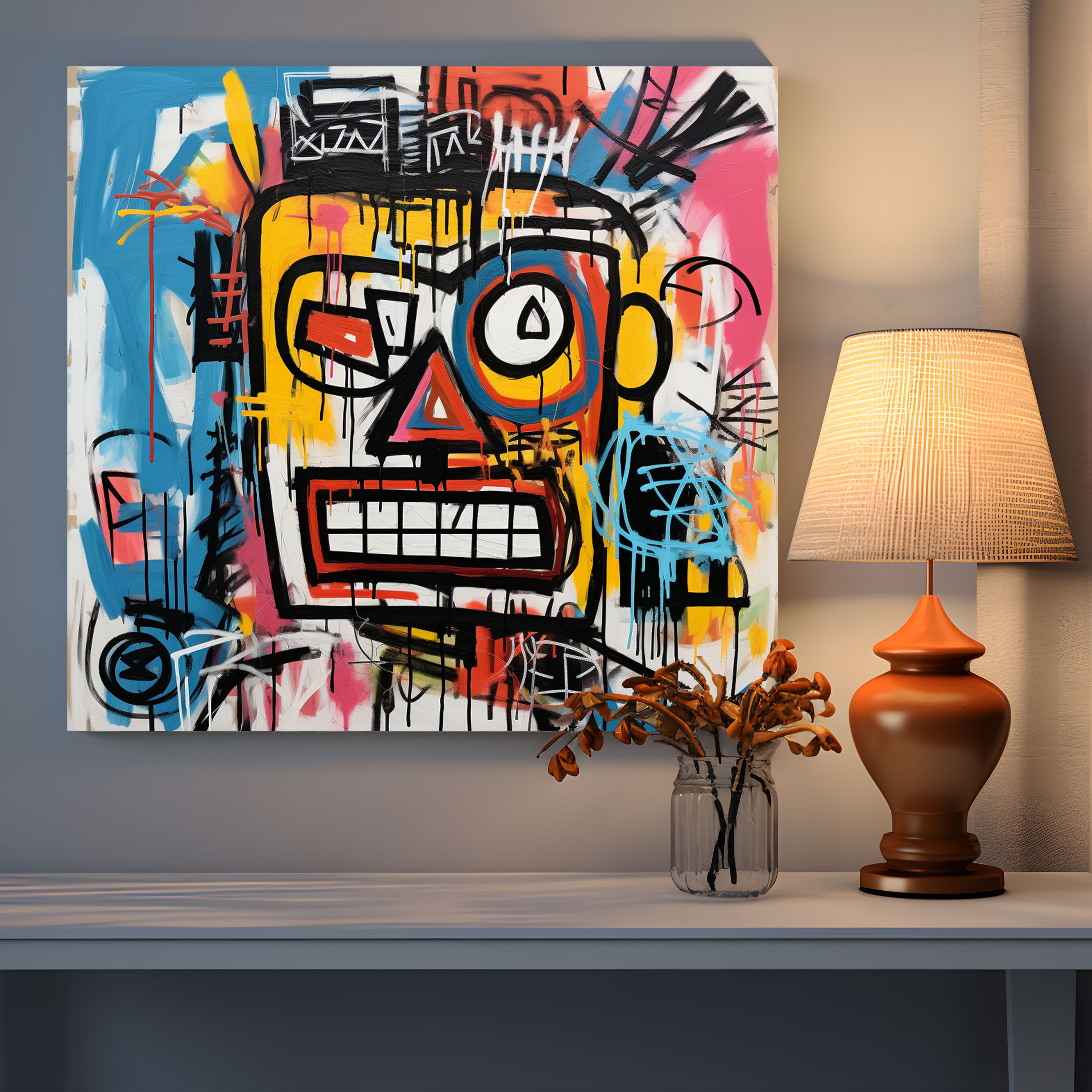 Basquiat Pop Art Canvas Print - Basquiat, Bold Colors, Pop Art, Canvas