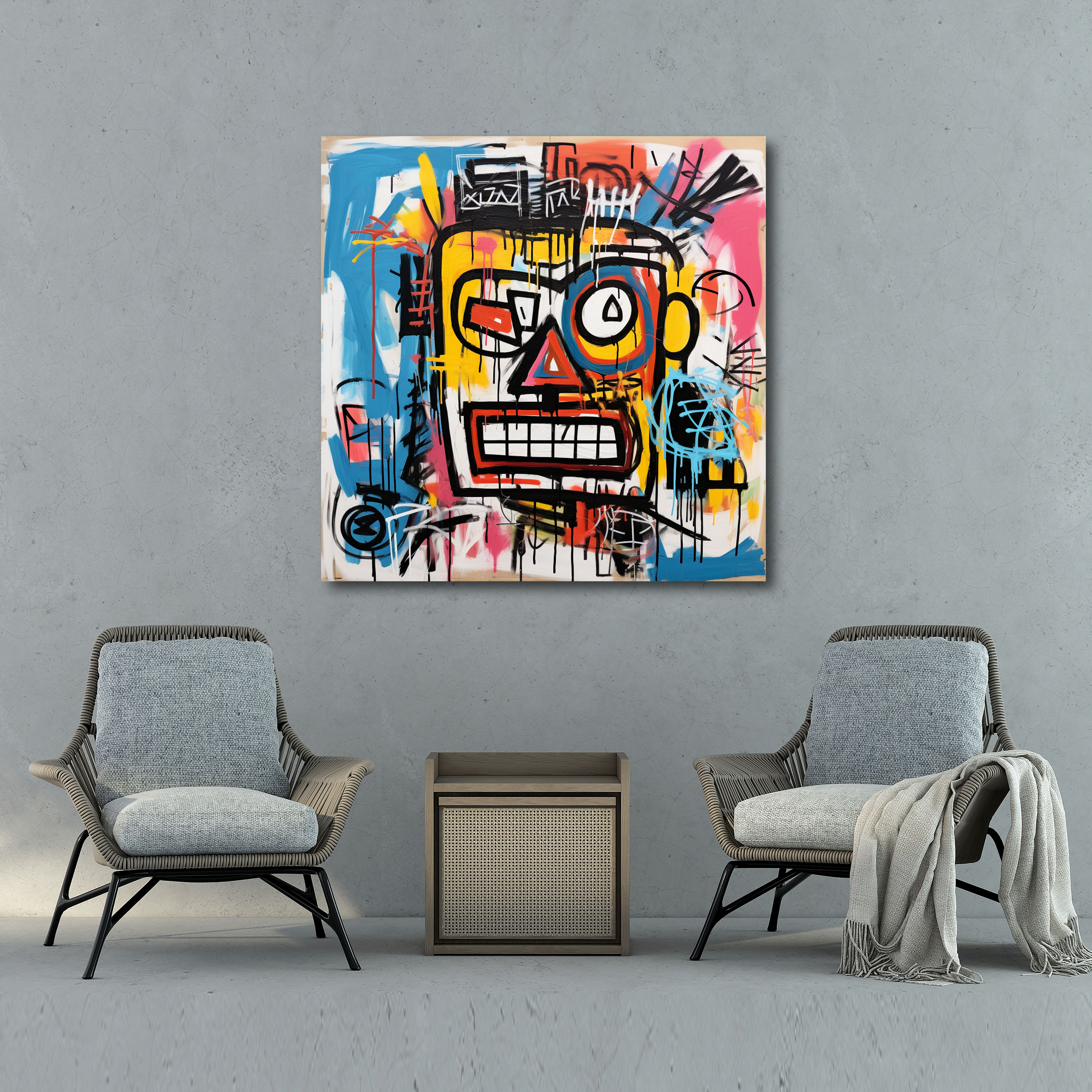 Basquiat Pop Art Canvas Print - Basquiat, Bold Colors, Pop Art, Canvas