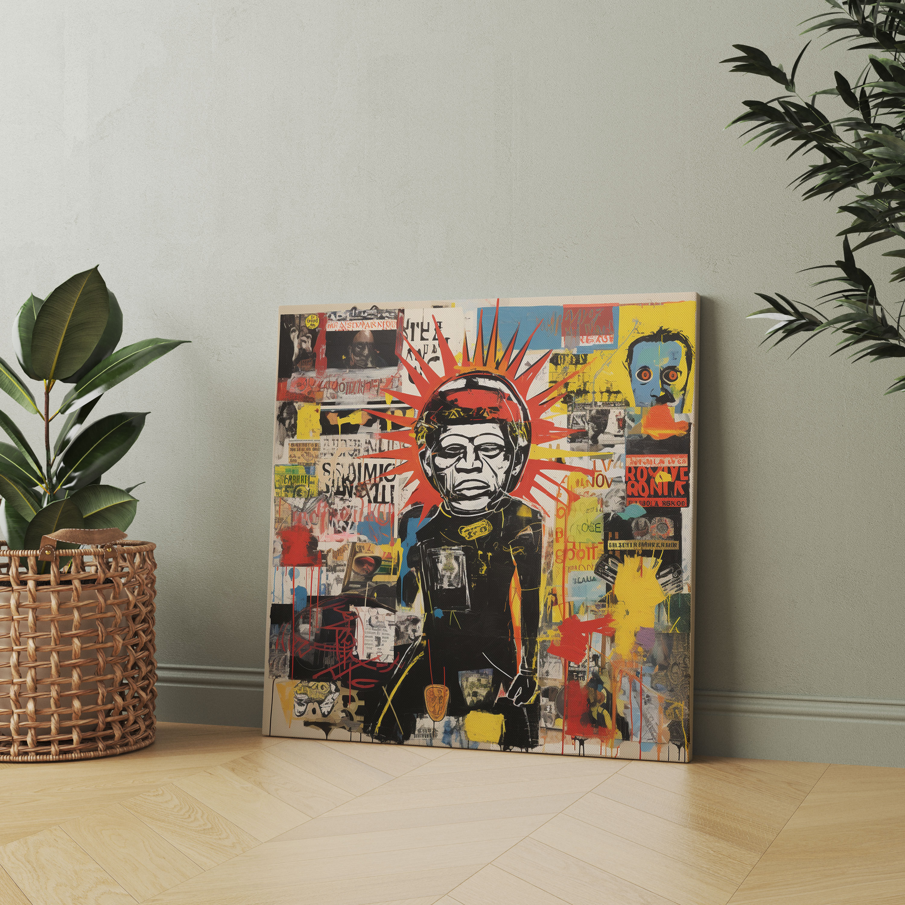 Basquiat Kolaj Duvar Sanatı - Etkileyici Görsel Unsurlar Duvar Dekorasyonu