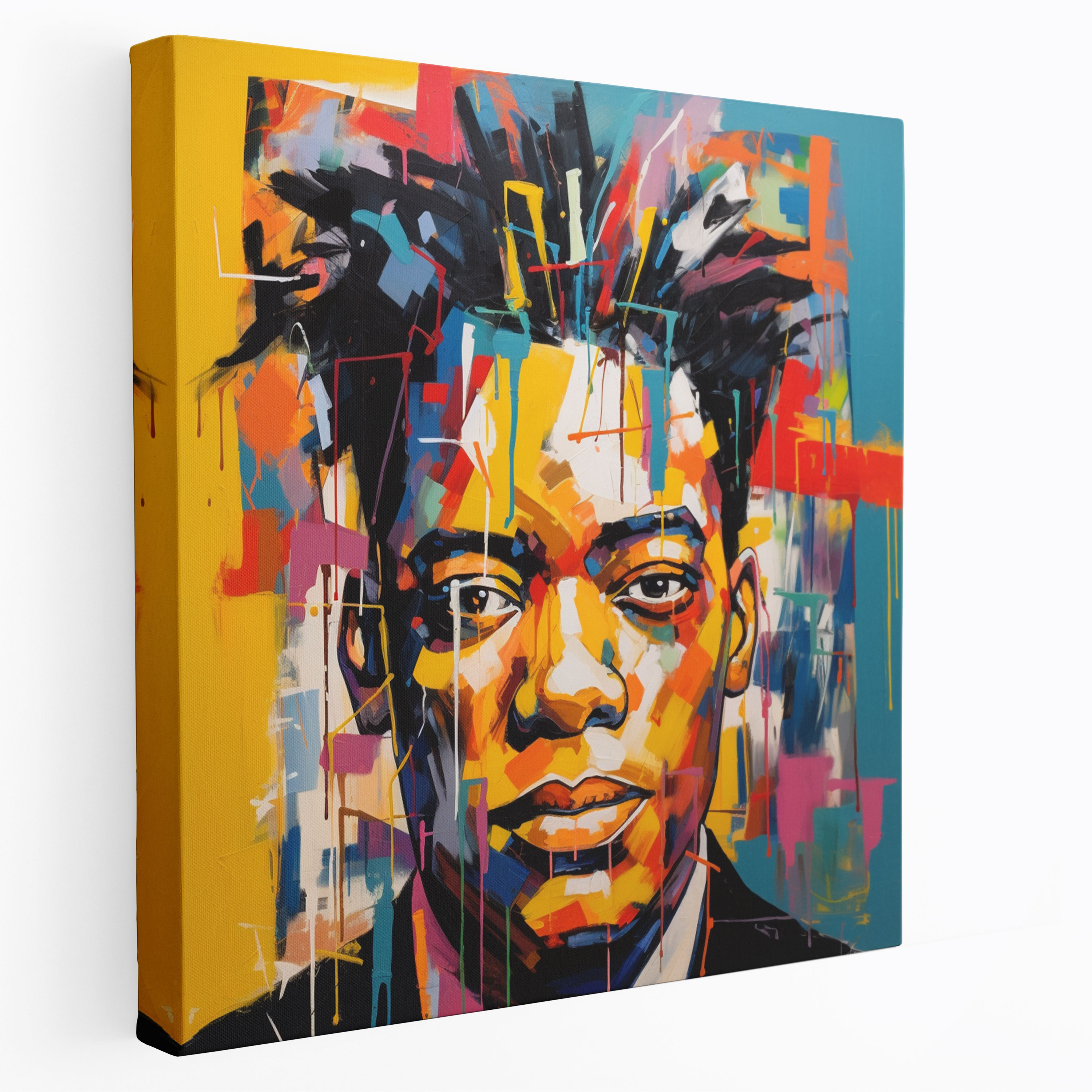 Basquiat Canvas Print - Vibrant Acrylic Portrait Of Jean-Michel Basquiat - Basquiat, Canvas Print, Canvas, Home Decoration