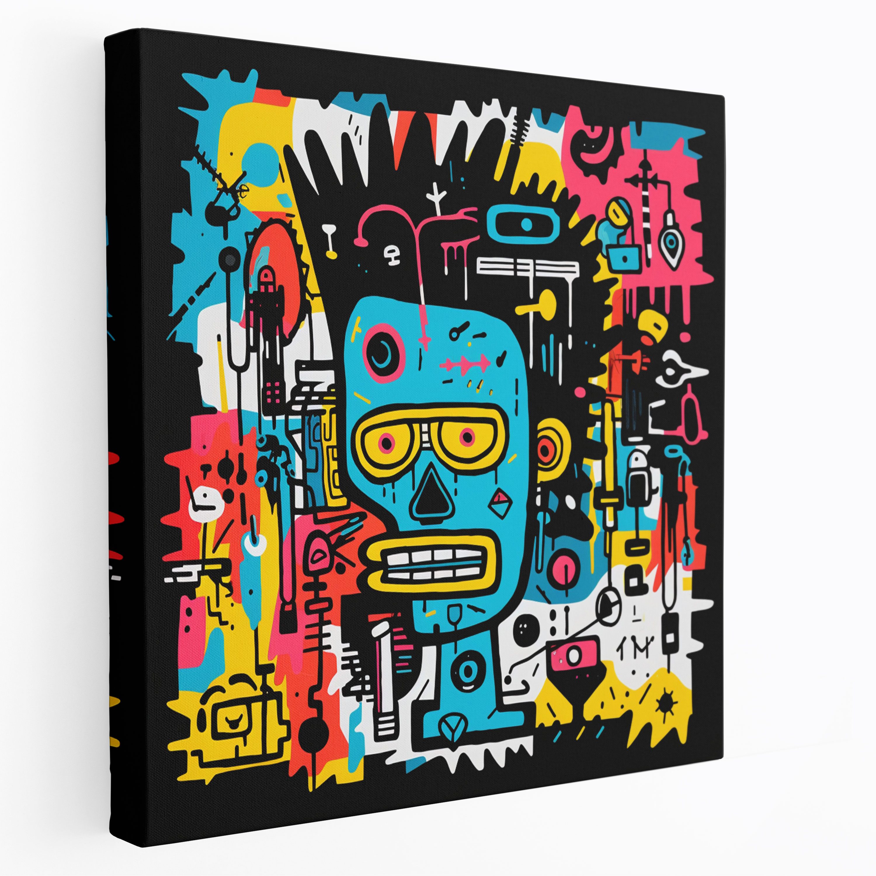 Basquiat Wall Art - Pop Art-Inspired Illustration With Iconic Characters - Basquiat, Canvas Print, Basquiat, Wall Decoration