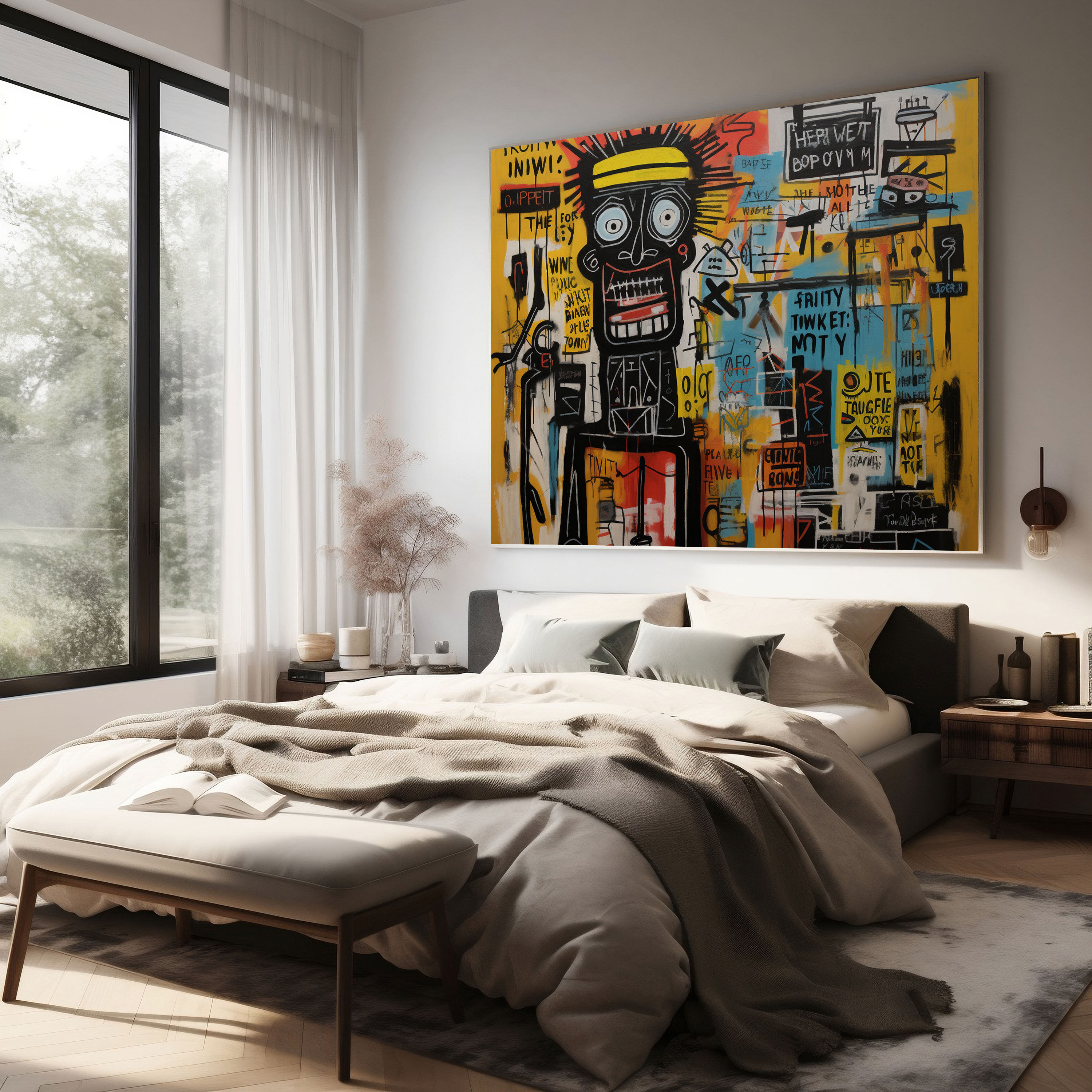 Canlı Tipografi Duvar Sanatı - Basquiat Kanvas Tablo - İlham Verici Sanat Büyüleyici Tasarım