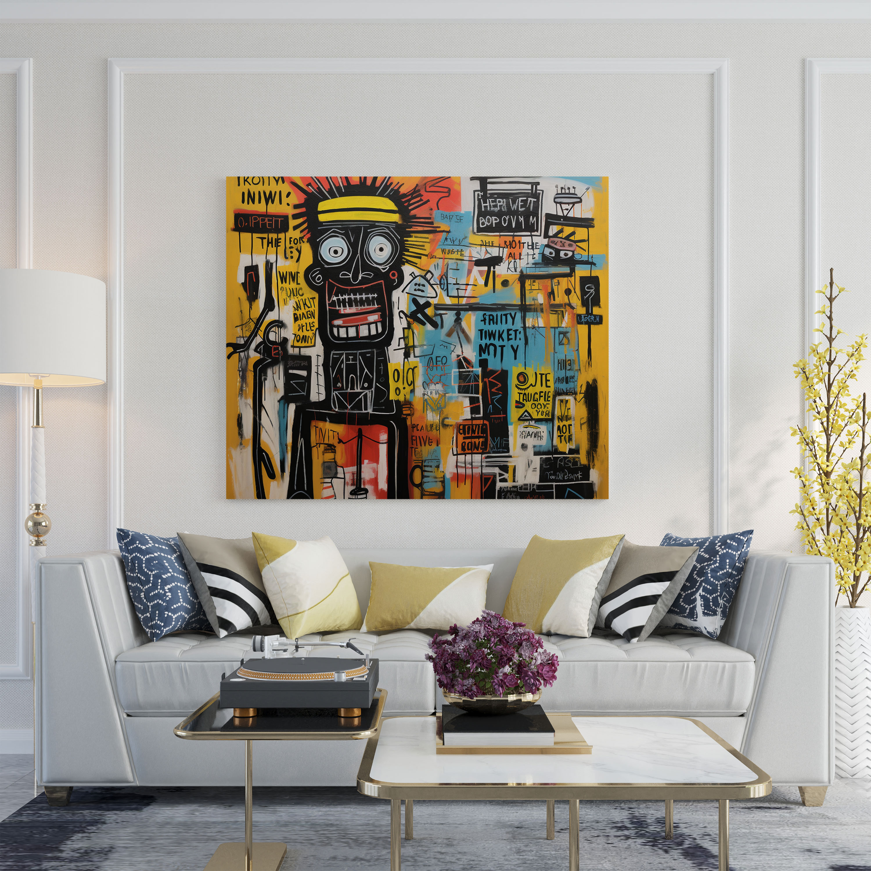 Canlı Tipografi Duvar Sanatı - Basquiat Kanvas Tablo - İlham Verici Sanat Büyüleyici Tasarım
