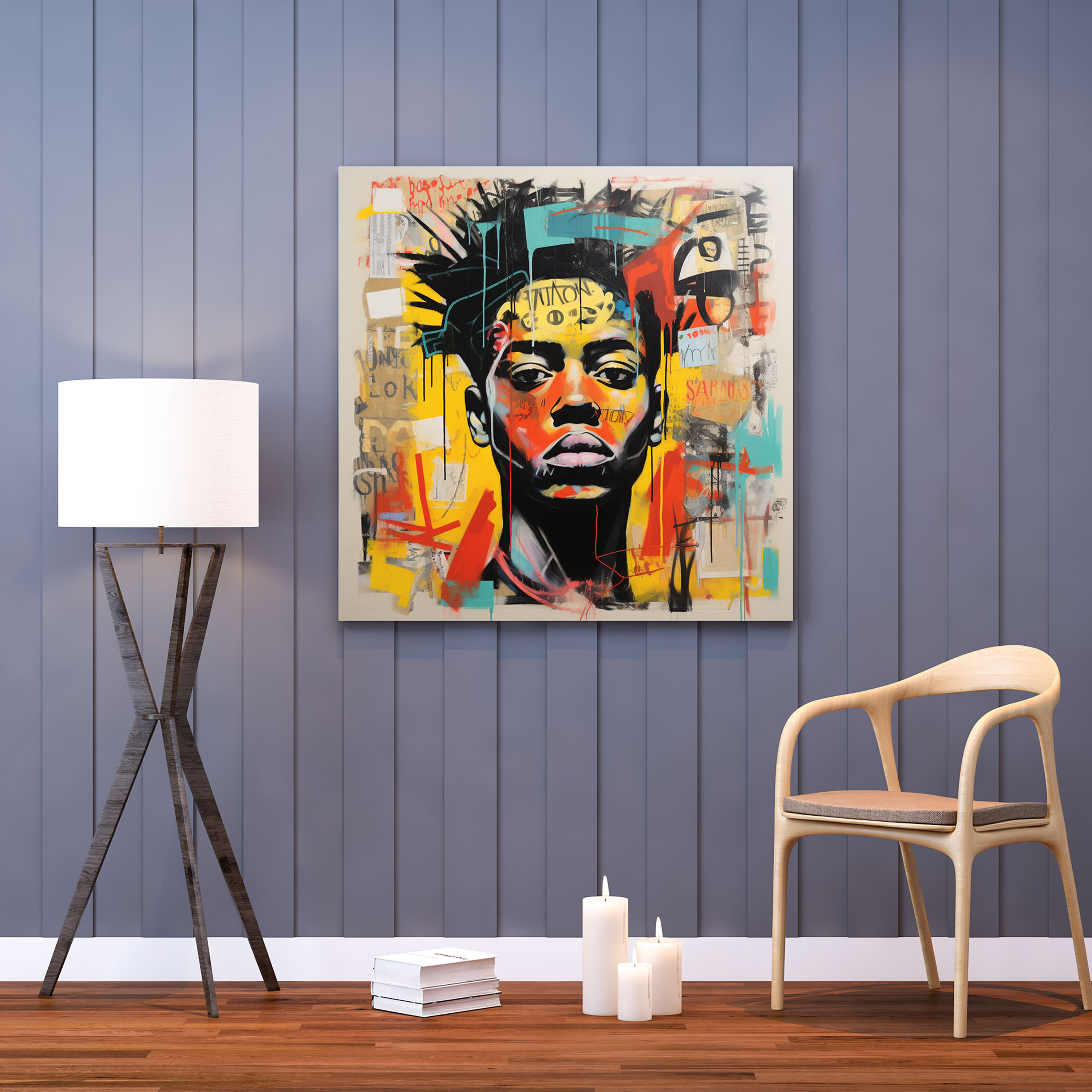 Basquiat Wall Art - Mixed Media Canvas Print - Basquiat, Artistic Depth, Home Decoration, Canvas Print