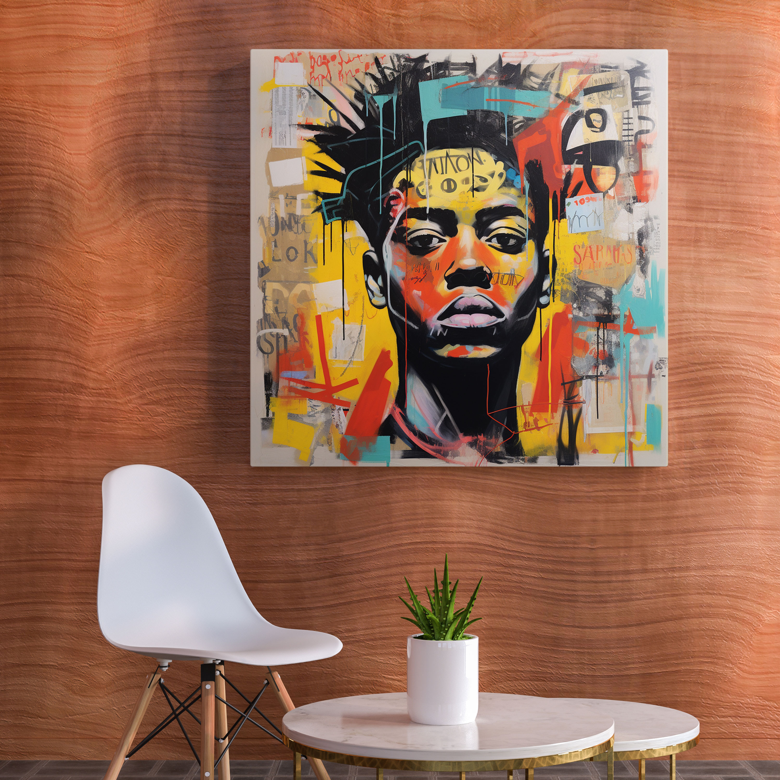 Basquiat Wall Art - Mixed Media Canvas Print - Basquiat, Artistic Depth, Home Decoration, Canvas Print