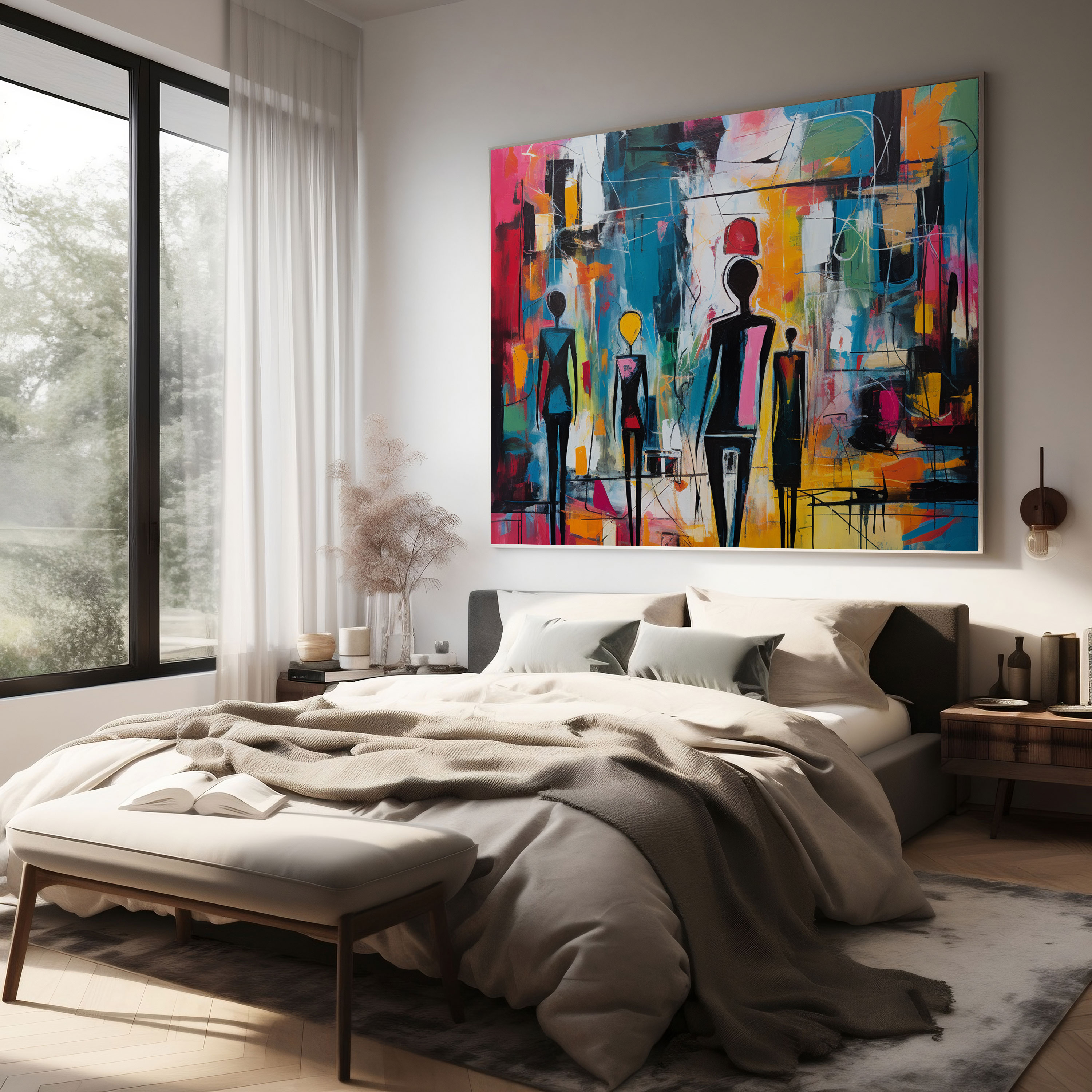 Basquiat Kanvas Tablo - Neo-Ekspresyonist Şehir Duvar Sanatı - Basquiat Şehir Duvar Sanatı Duvar Dekorasyonu
