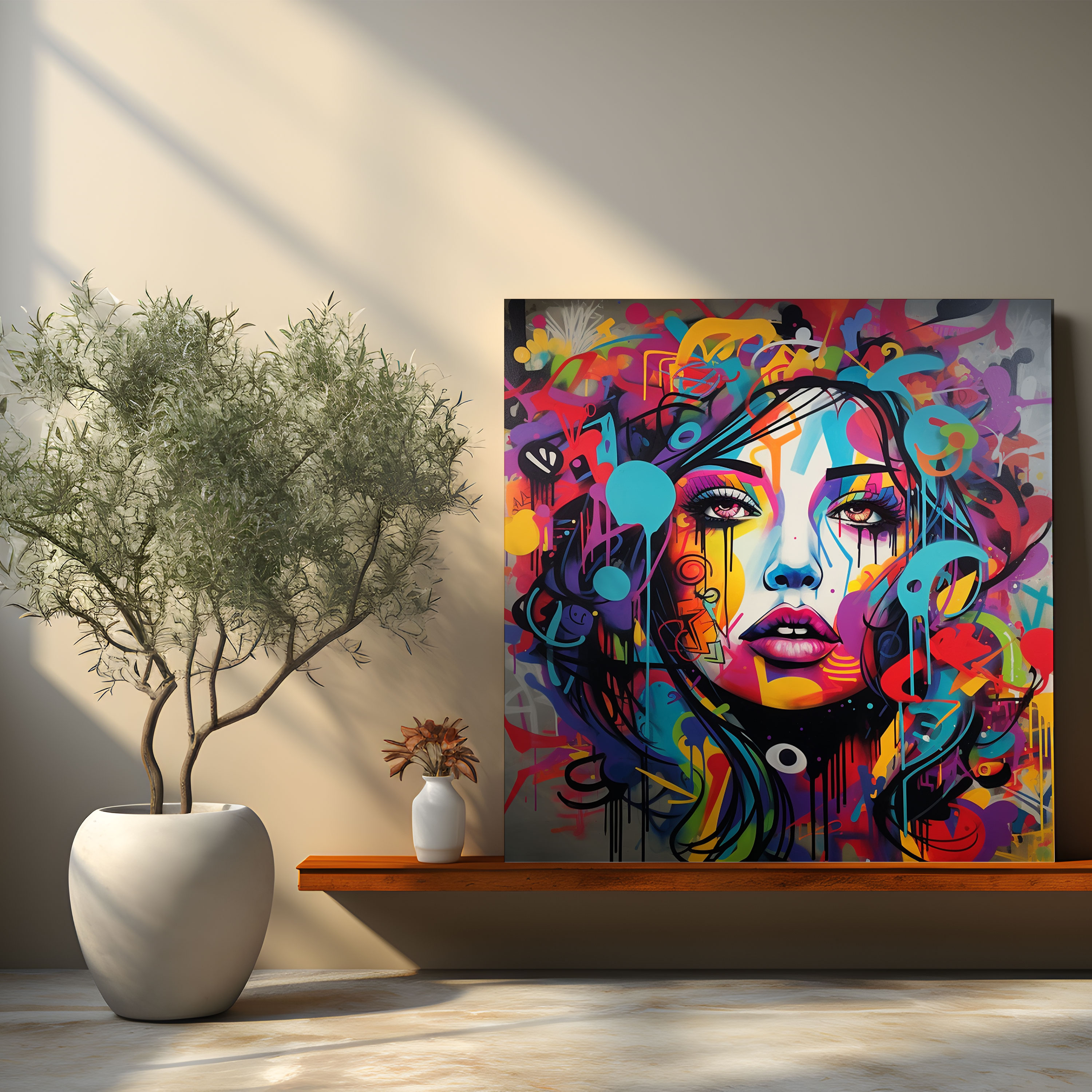 Basquiat Wall Art - Graffiti-Style Street Art Canvas Print - Basquiat, Vibrant, Graffiti-Style, Energetic