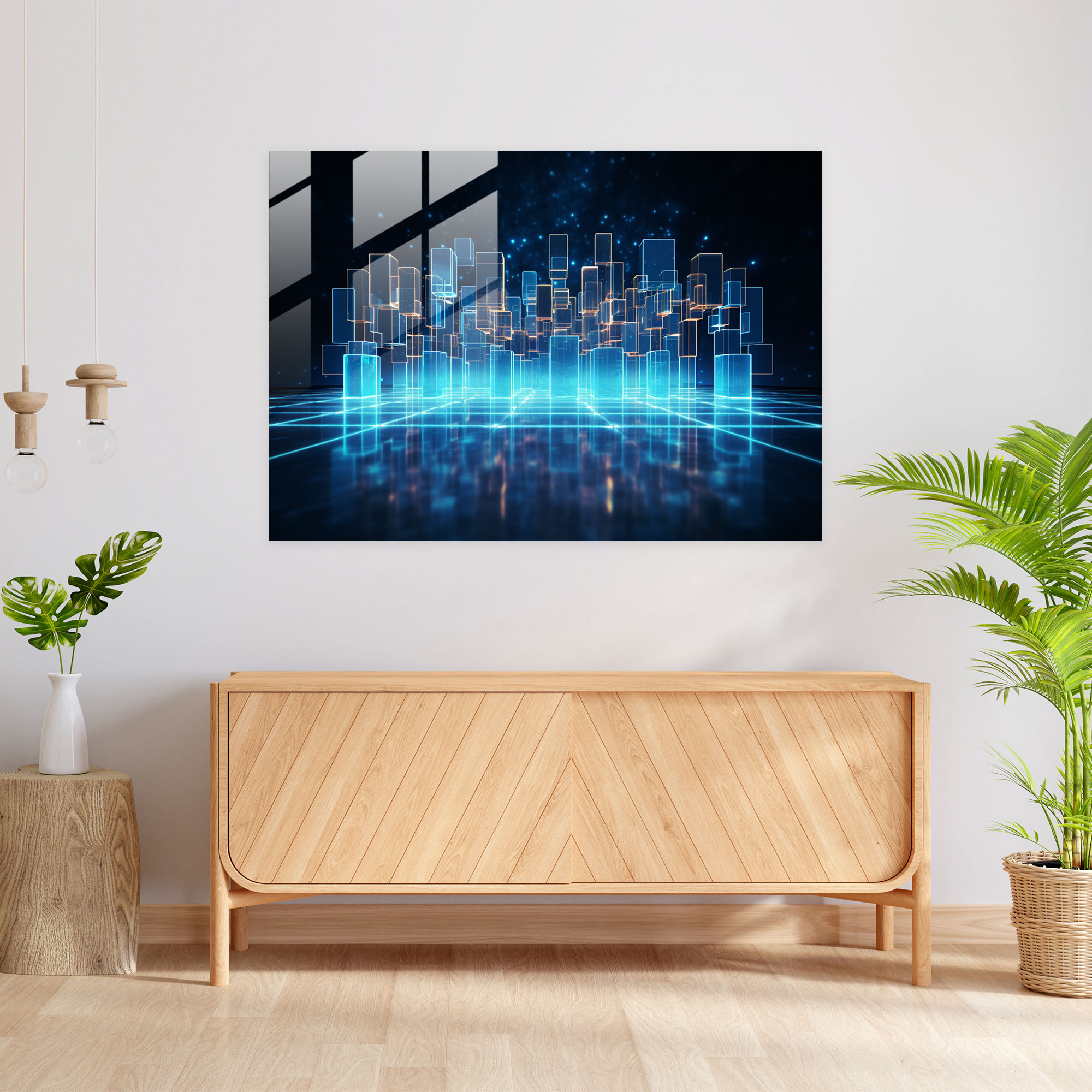 Blockchain Cam Duvar Sanatı - Modern Sanat Cam Sanatı Cam Duvar Sanatı