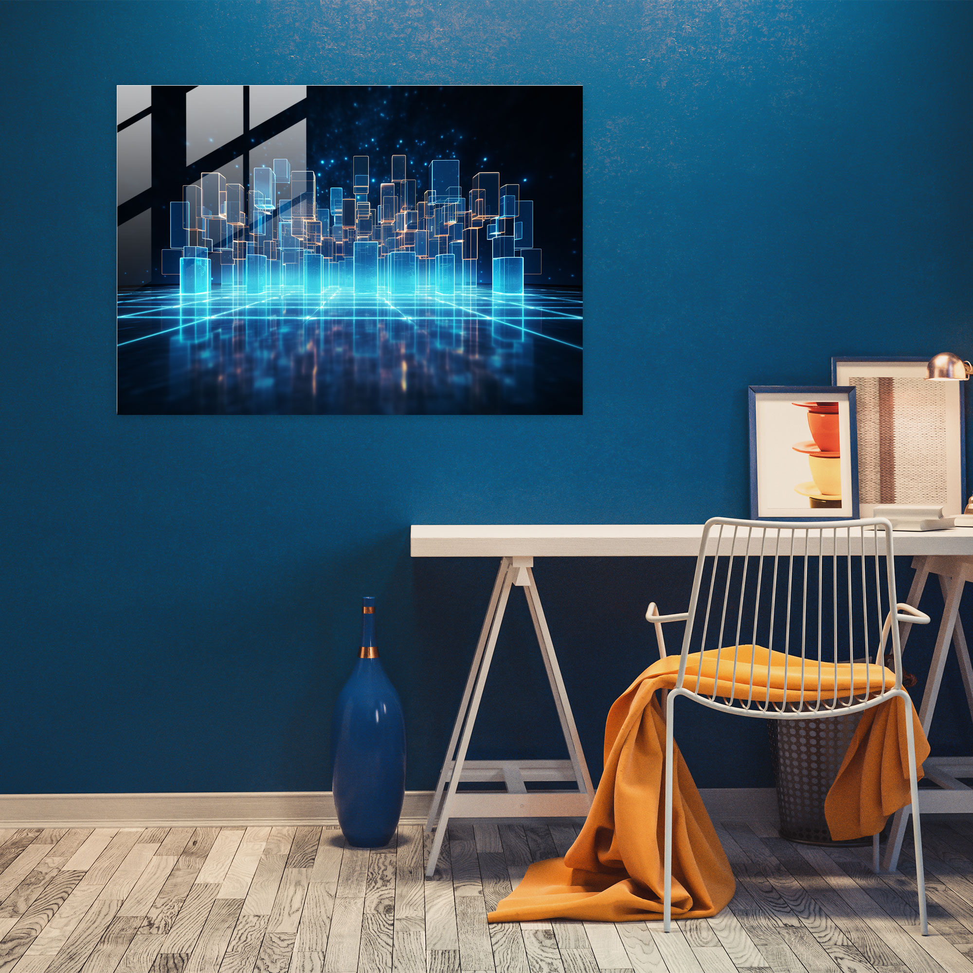 Blockchain Cam Duvar Sanatı - Modern Sanat Cam Sanatı Cam Duvar Sanatı