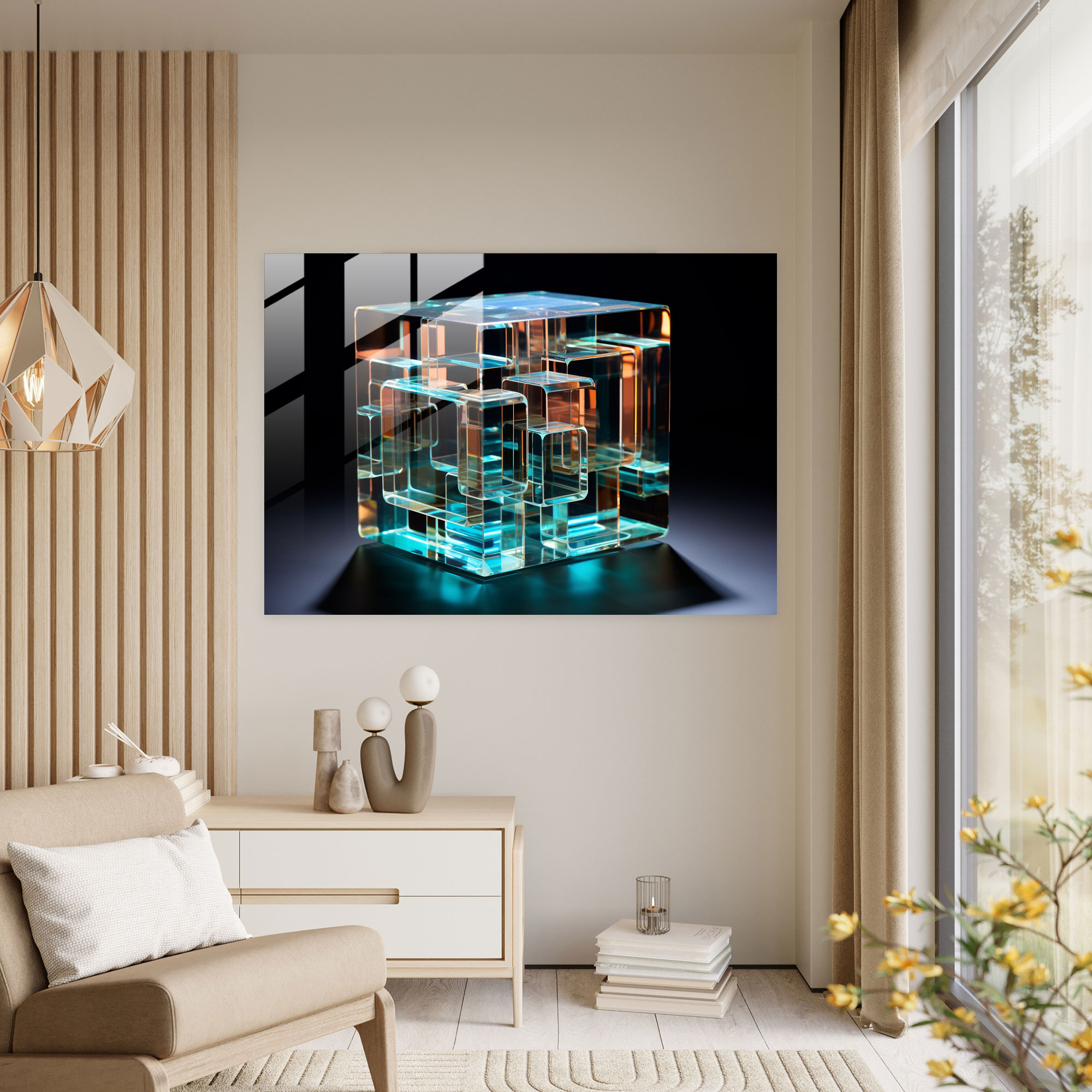 Blockchain Cam Sanatı - Teknoloji Cam Duvar Sanatı