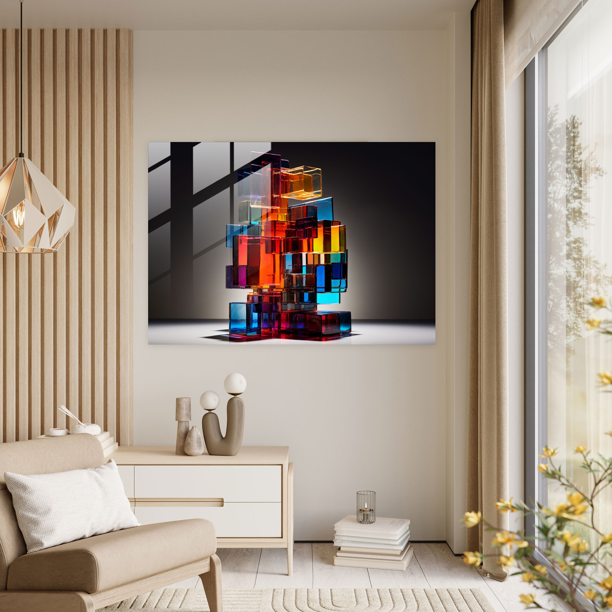 Blockchain Cam Sanatı - Ev Dekorasyonu Modern Sanat Sürekli Gelişen