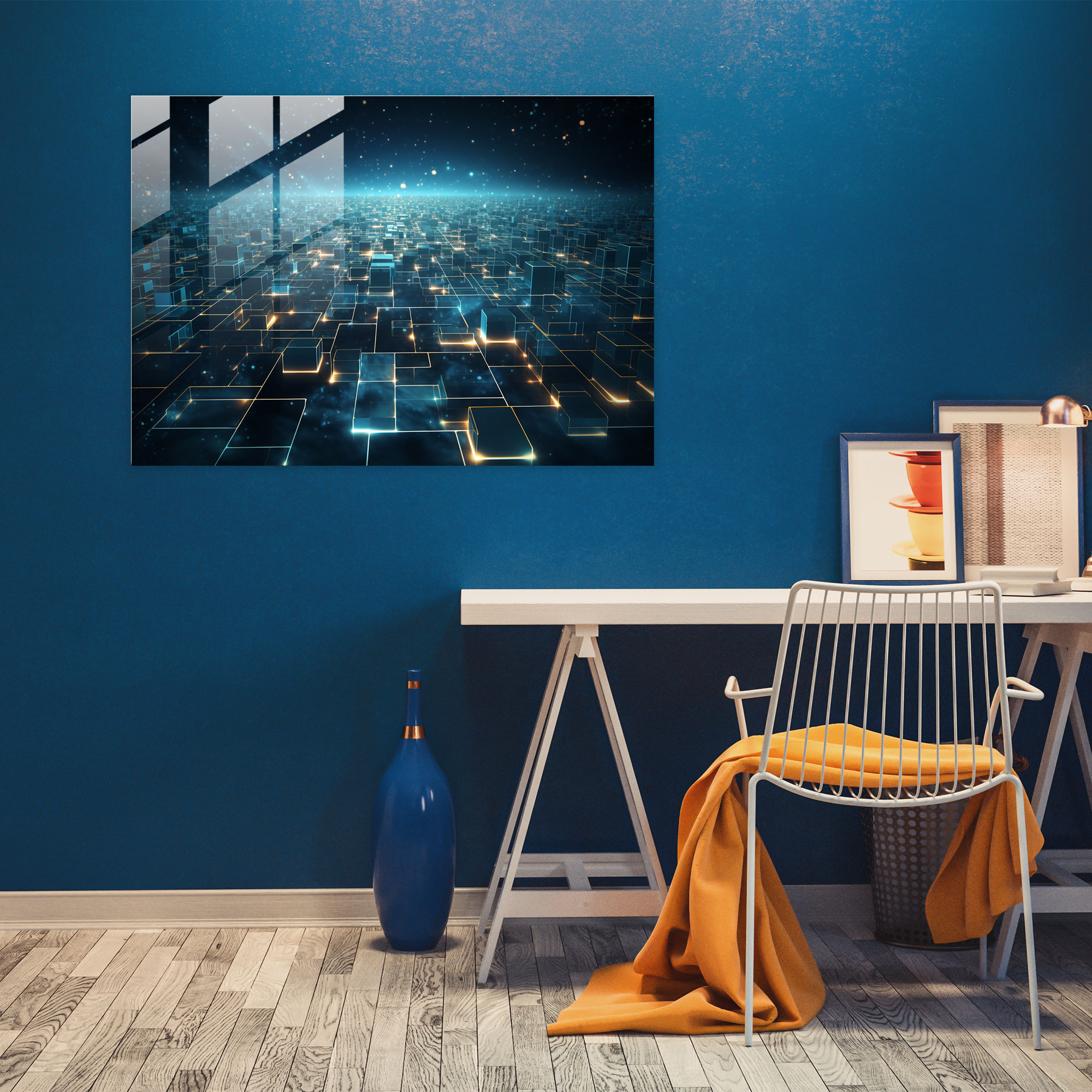 Blockchain Glass Print - Blockchain, Blockchain Technology, Futuristic, Modern Art