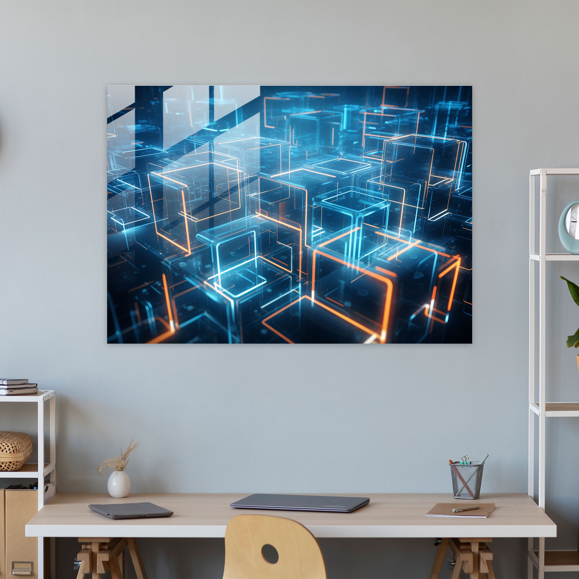 Blockchain Glass Print - Blockchain, Home Decoration, Endless Possibilities, Futuristic