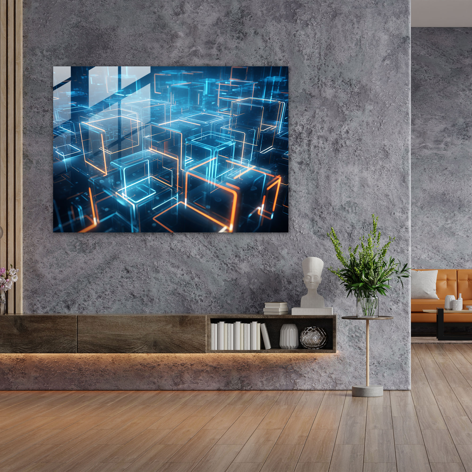 Blockchain Glass Print - Blockchain, Home Decoration, Endless Possibilities, Futuristic