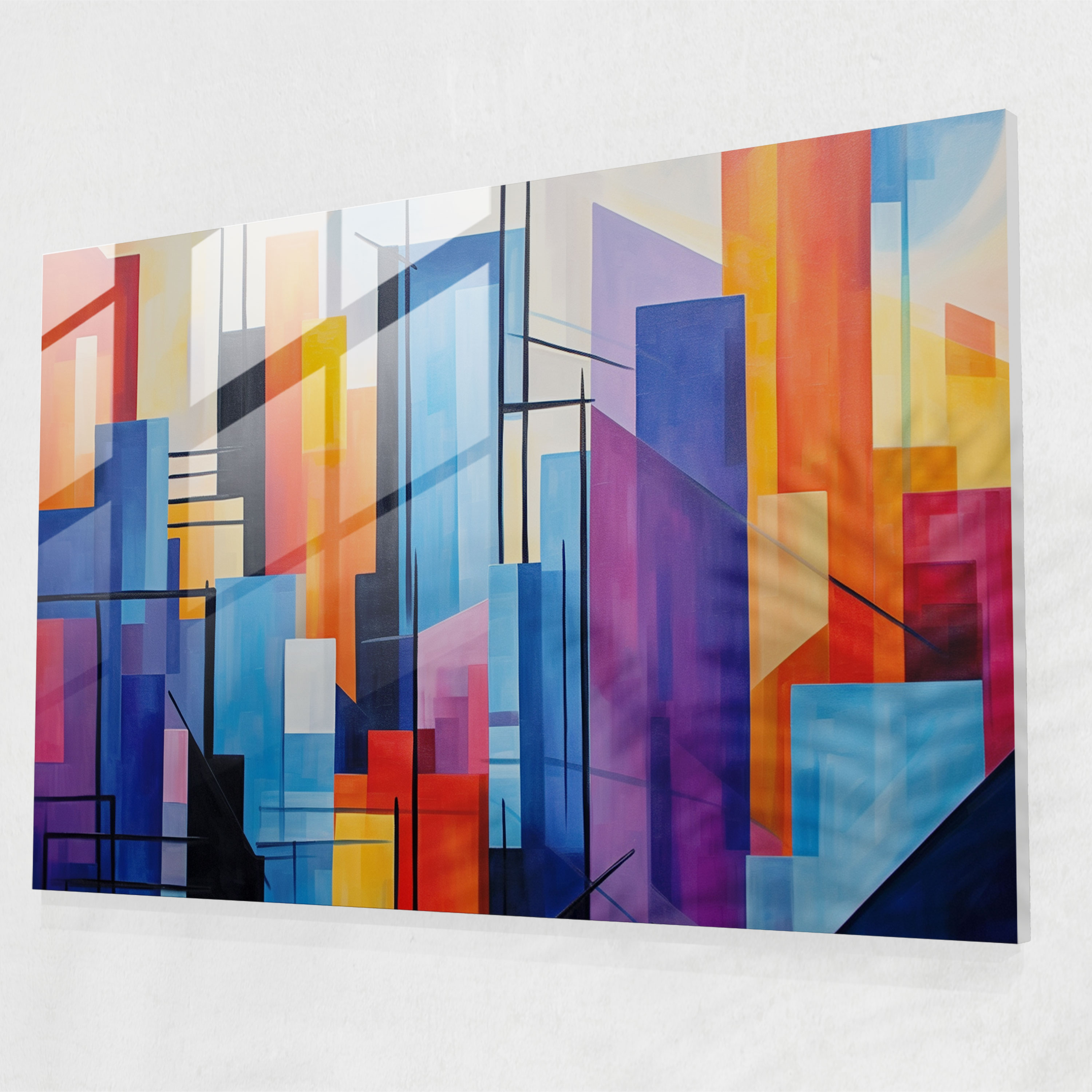 Blockchain Cam Tablo - Modern Sanat Geometrik Şekiller