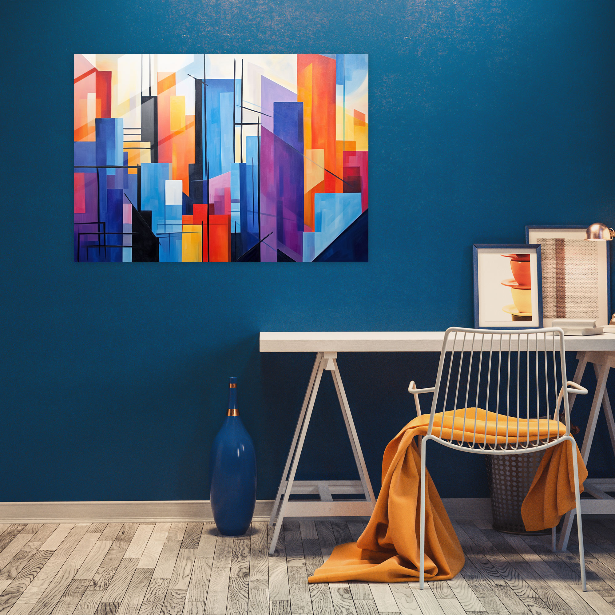 Blockchain Cam Tablo - Modern Sanat Geometrik Şekiller