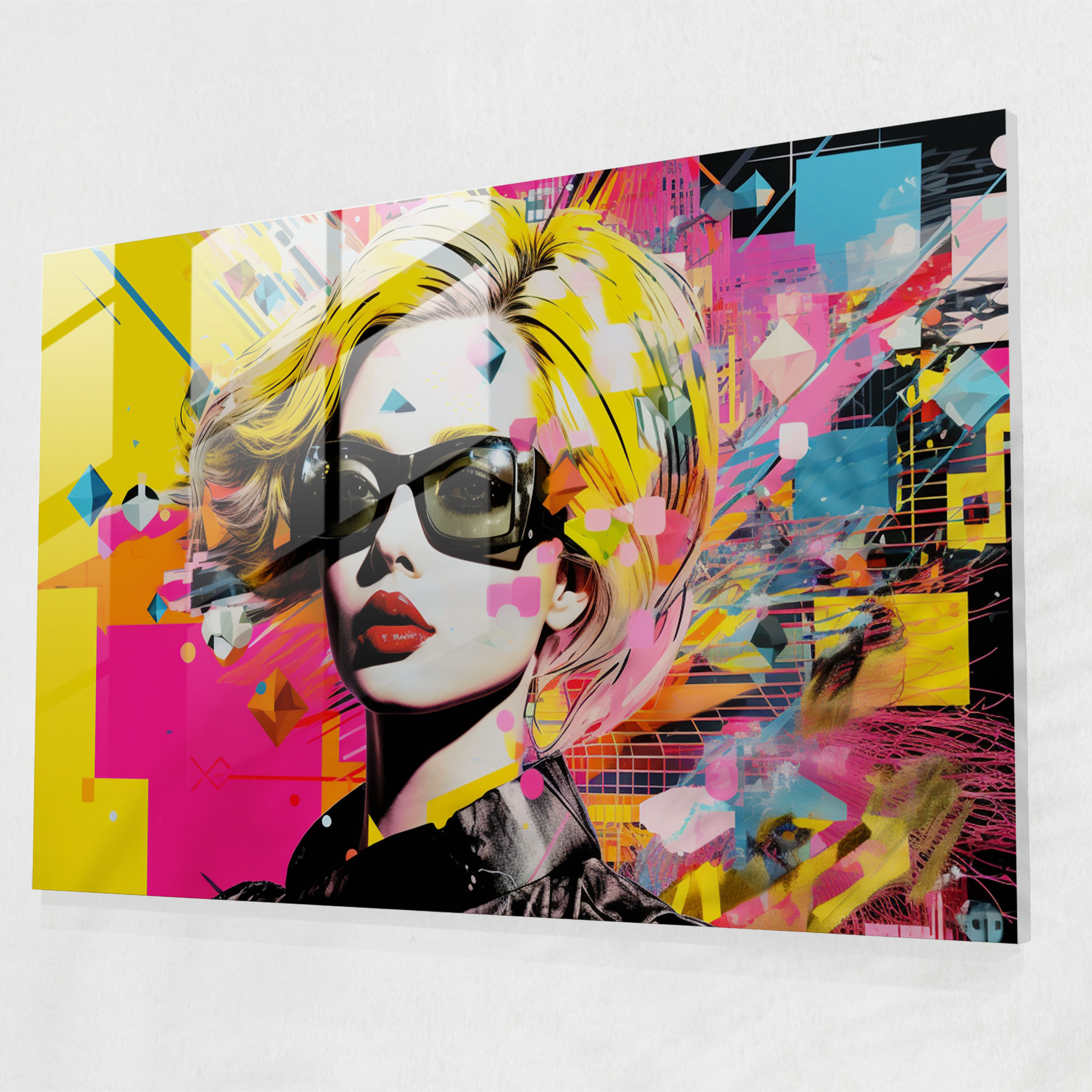 Blockchain Glass Wall Art - Blockchain, Modern Art, Vibrant Collage, Blockchain