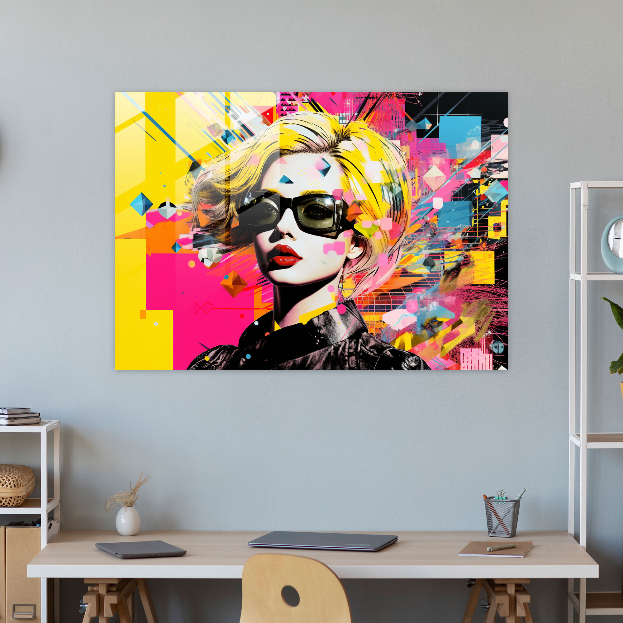 Blockchain Glass Wall Art - Blockchain, Modern Art, Vibrant Collage, Blockchain
