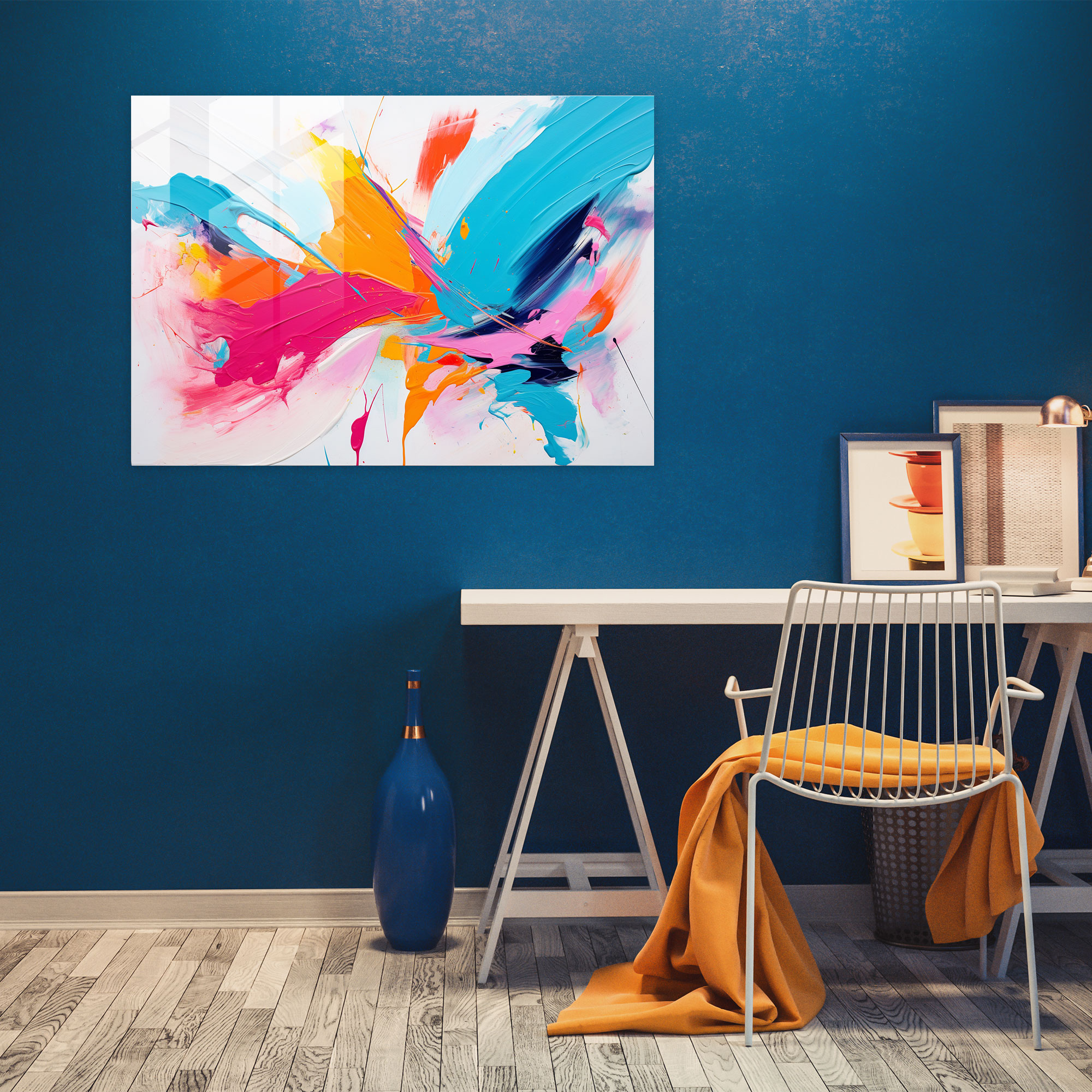Blockchain Glass Wall Art - Blockchain, Abstract Expressionist Painting, Glass Wall Art, Ever-Evolving