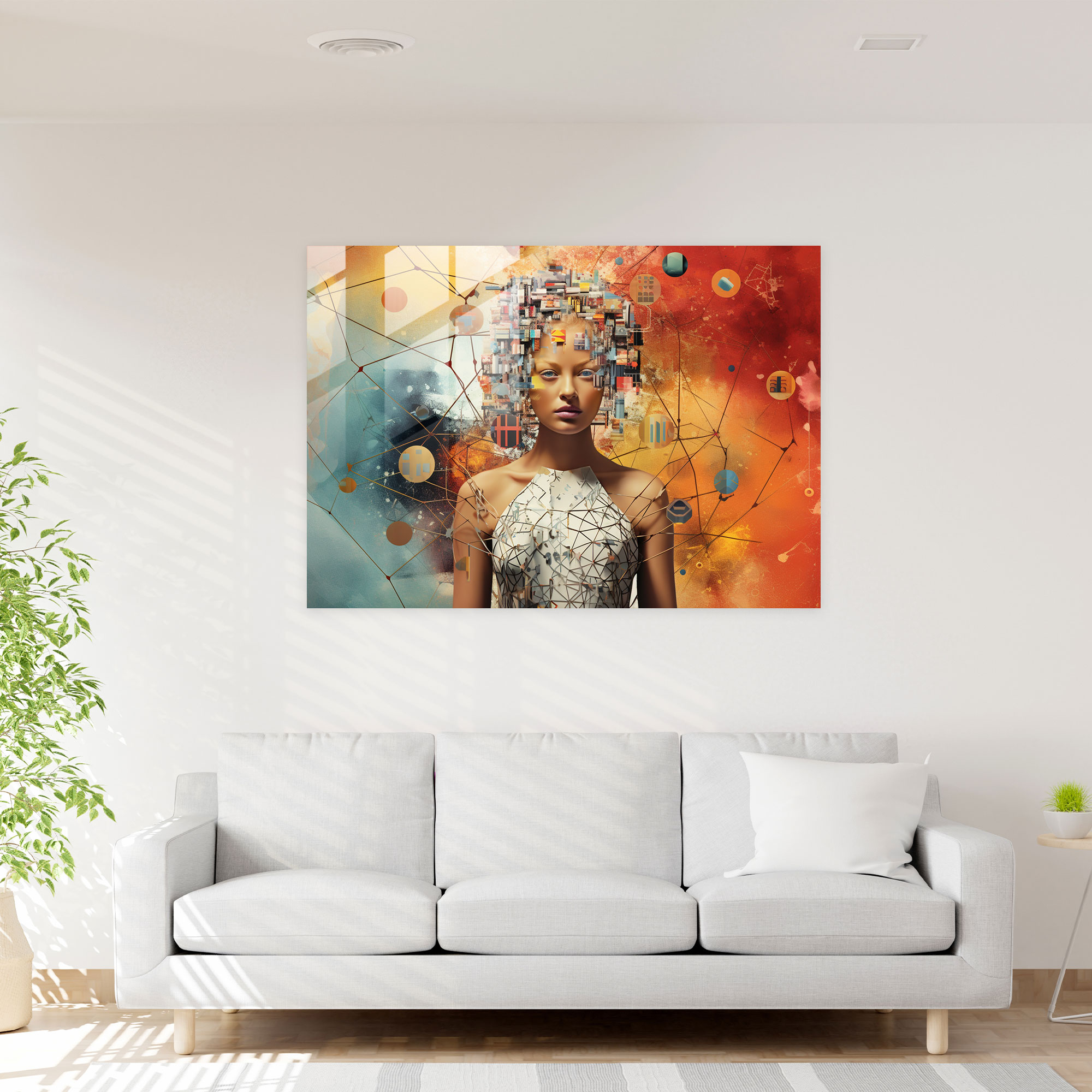 Blockchain Glass Wall Art - Blockchain, Blockchain Glass Wall Art, Glass Art, Contemporary Mixed Media Collage