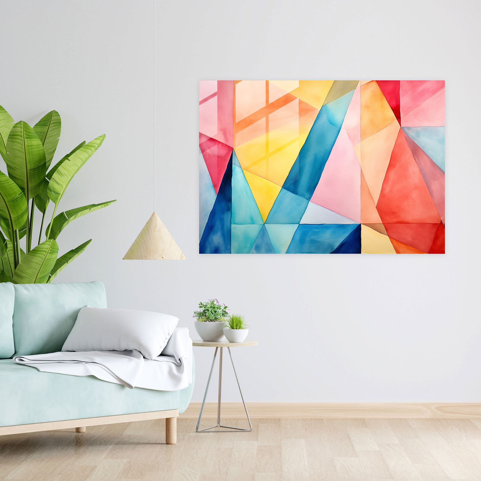 Blockchain Glass Print - Blockchain, Colorful, Glass Art, Watercolor Painting