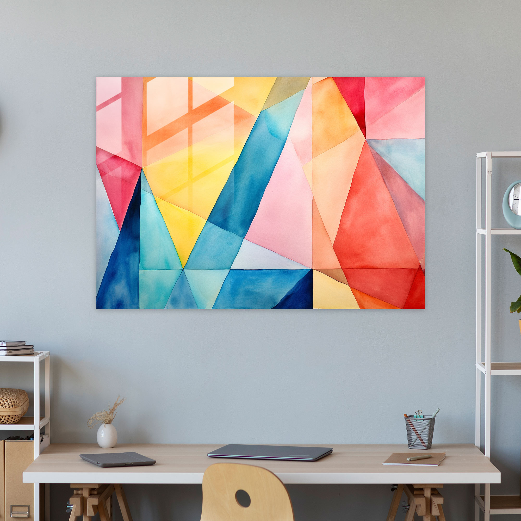Blockchain Glass Print - Blockchain, Colorful, Glass Art, Watercolor Painting