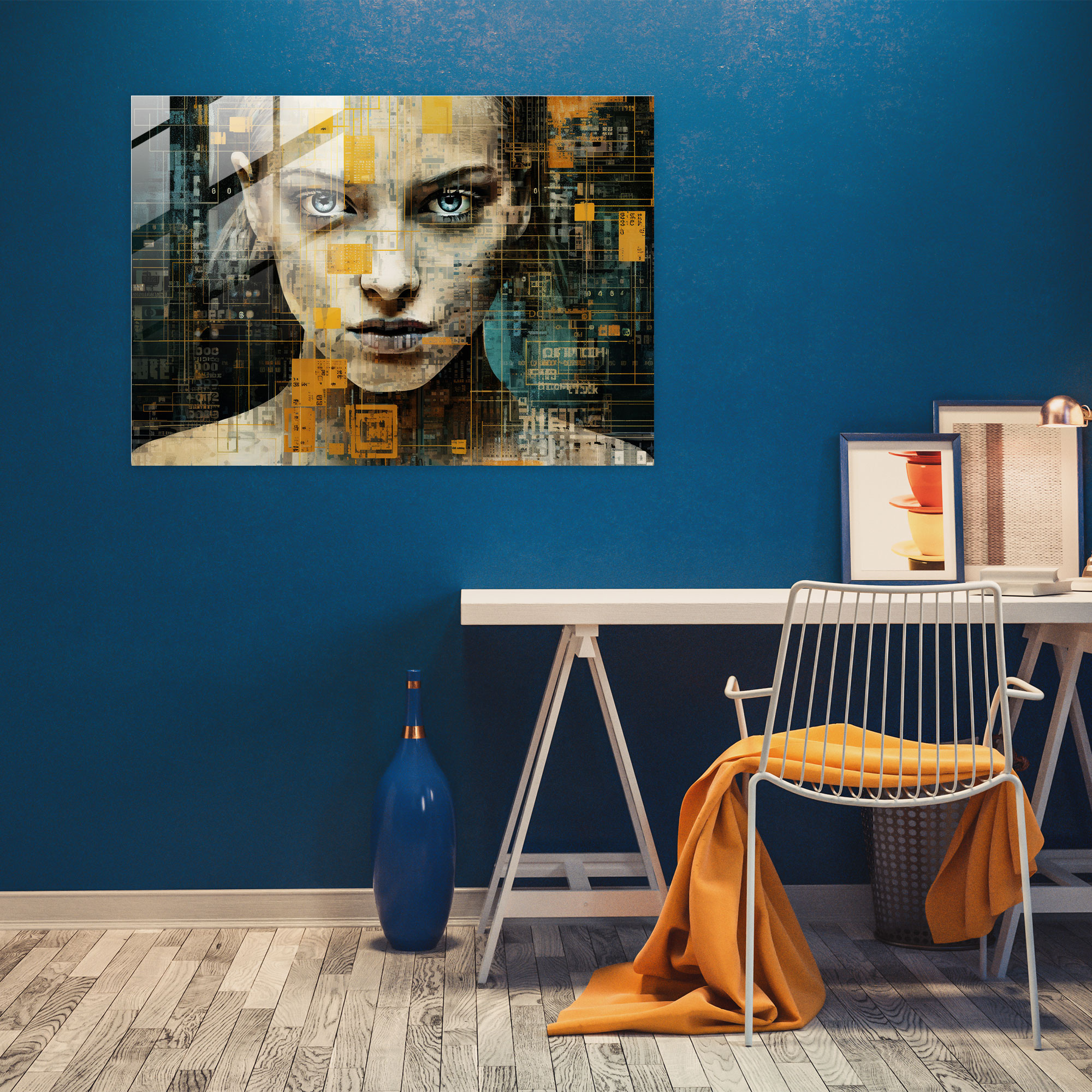 Blockchain Glass Wall Art - Blockchain, Contemporary, Wall Decoration, Modern Art
