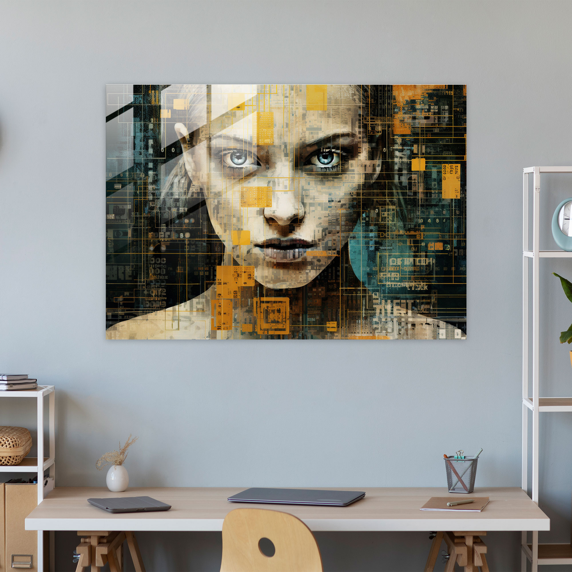 Blockchain Glass Wall Art - Blockchain, Contemporary, Wall Decoration, Modern Art