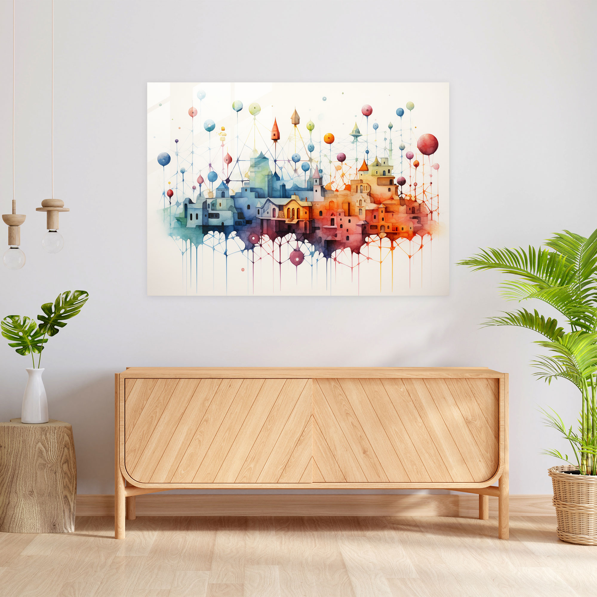 Blockchain Glass Wall Art - Blockchain, Decentralized Network, Glass Wall Art, Modern Art