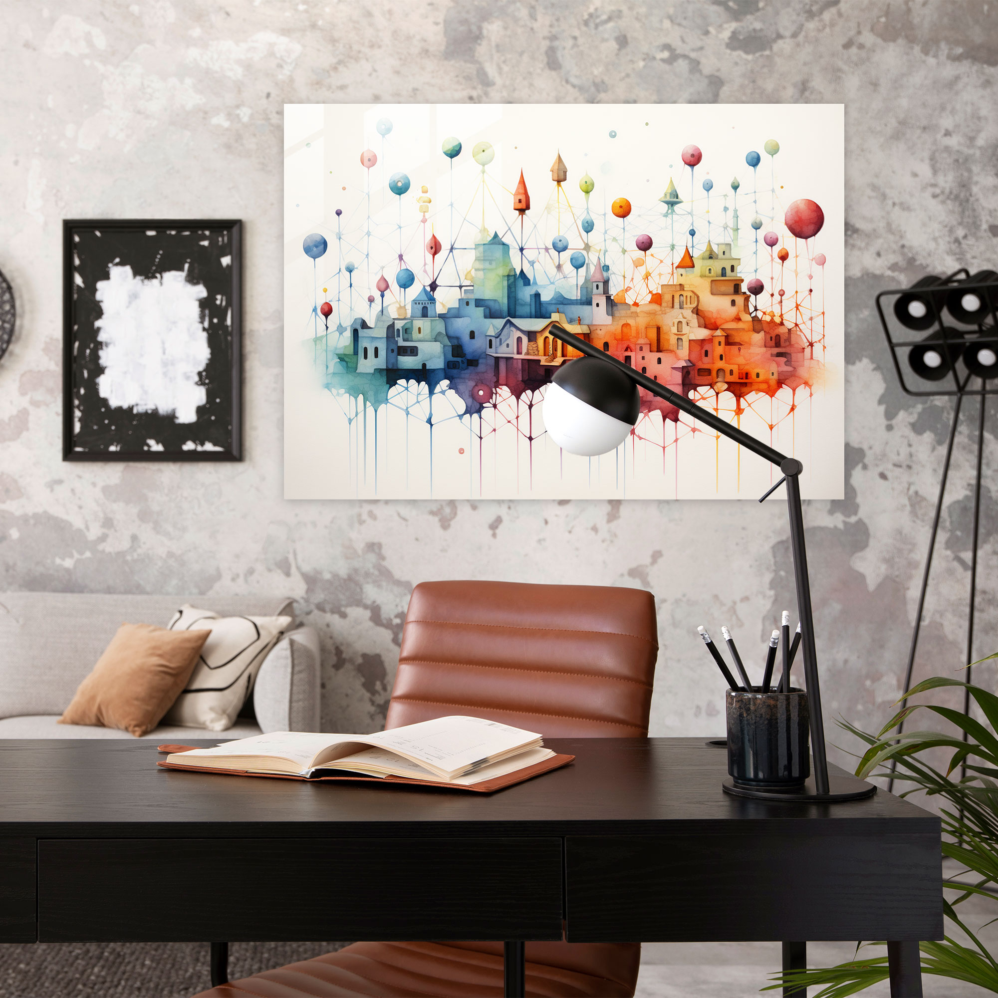 Blockchain Glass Wall Art - Blockchain, Decentralized Network, Glass Wall Art, Modern Art
