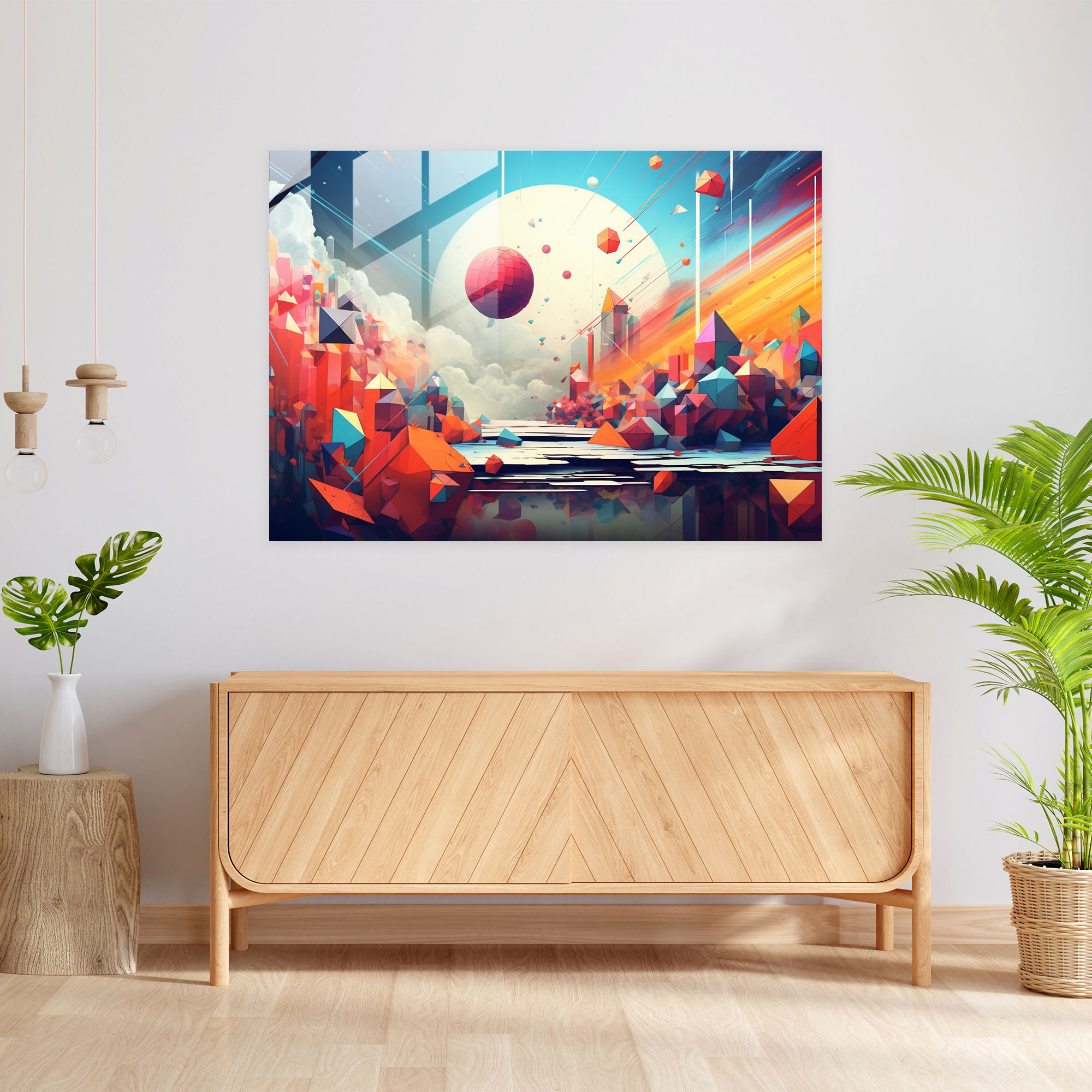 Blockchain Cam Tablo - Canlı Renkli ve Modern Sanat