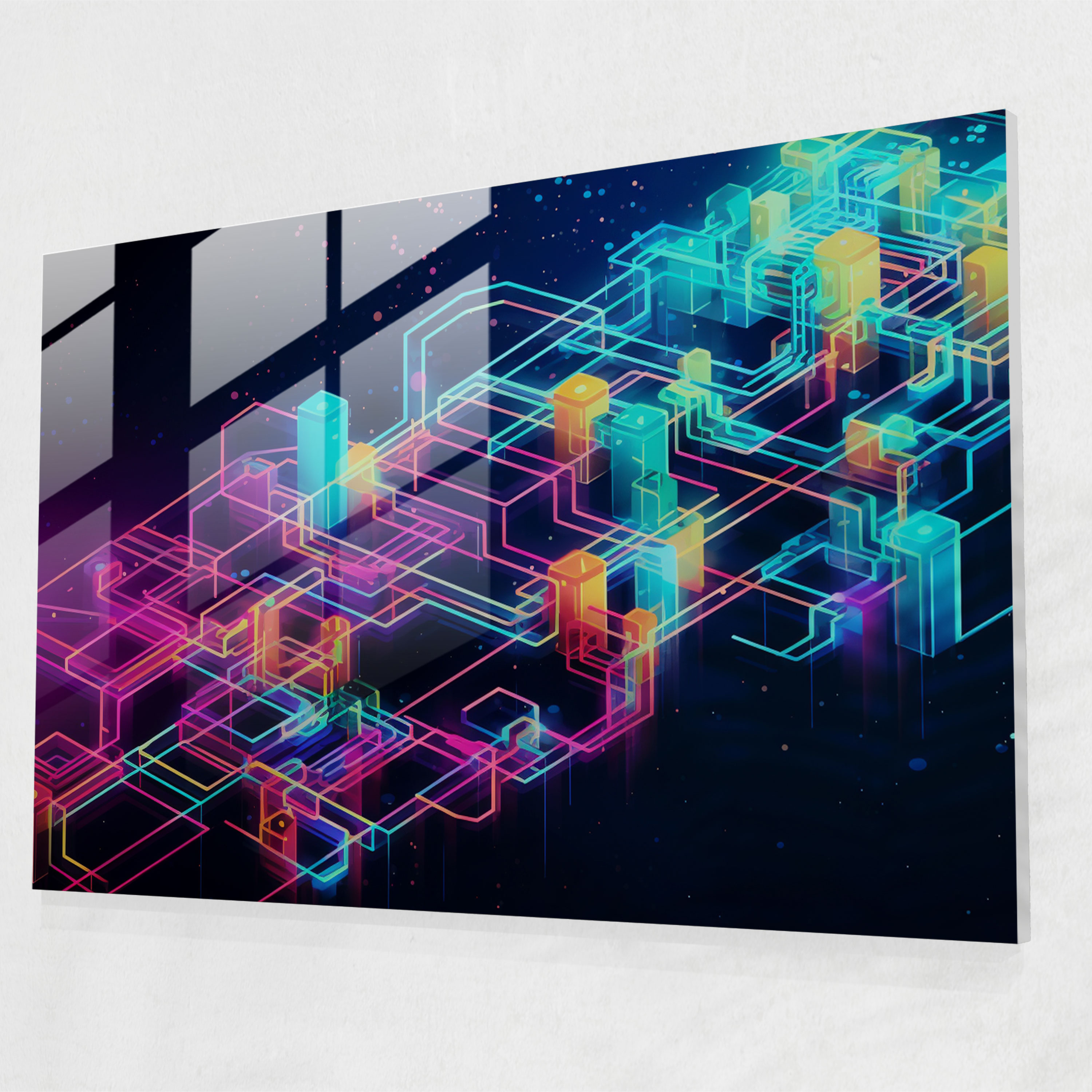 Blockchain Home Decoration - Blockchain, Dynamic Visual Experience, Glass Wall Art, Glass Art