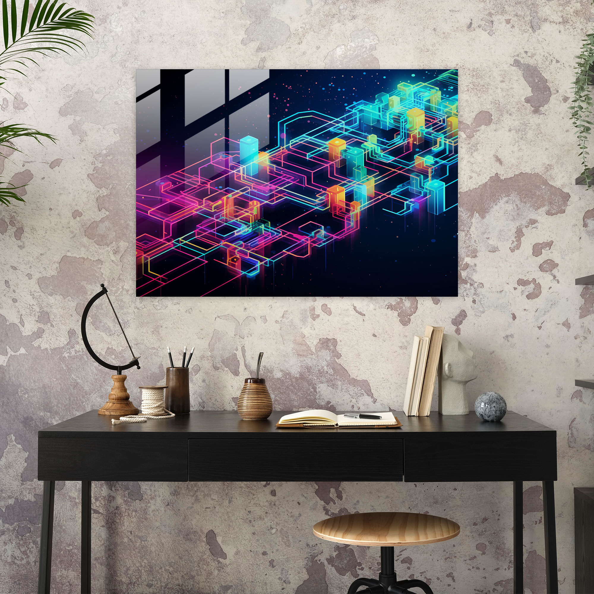Blockchain Home Decoration - Blockchain, Dynamic Visual Experience, Glass Wall Art, Glass Art