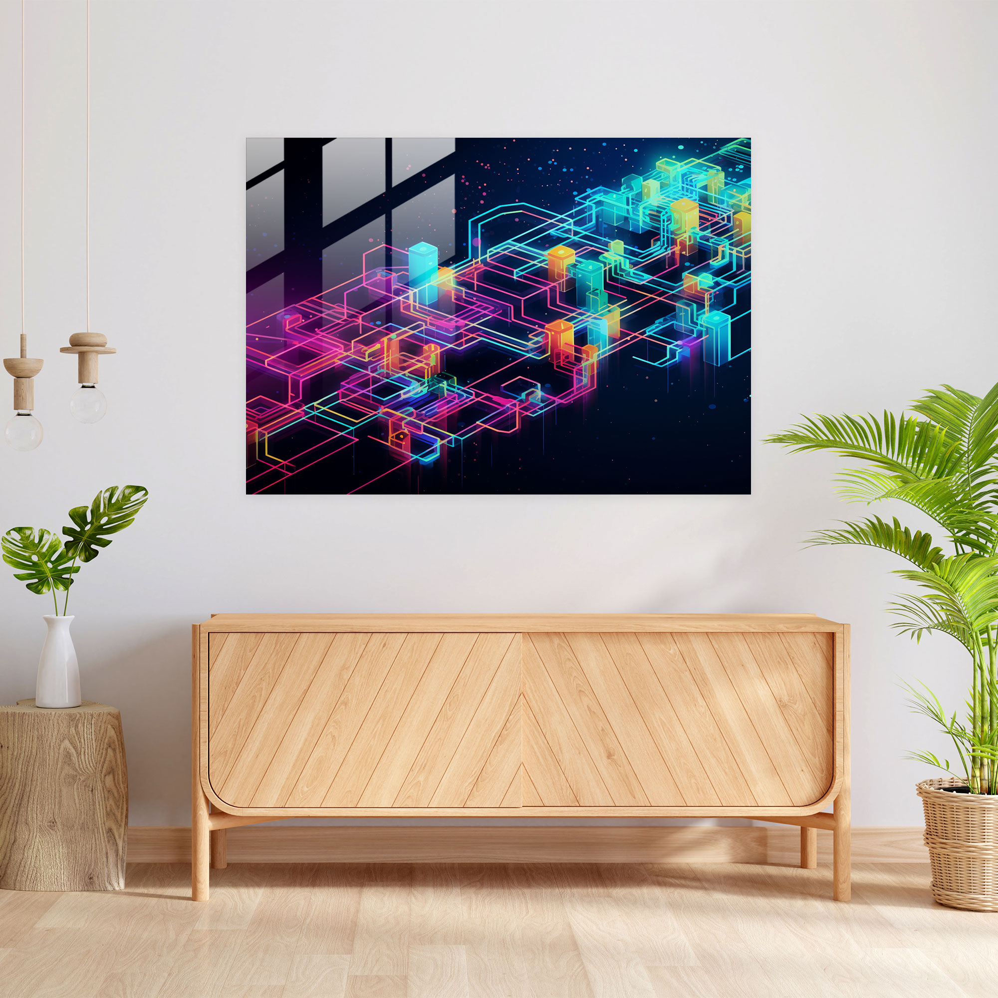 Blockchain Home Decoration - Blockchain, Dynamic Visual Experience, Glass Wall Art, Glass Art