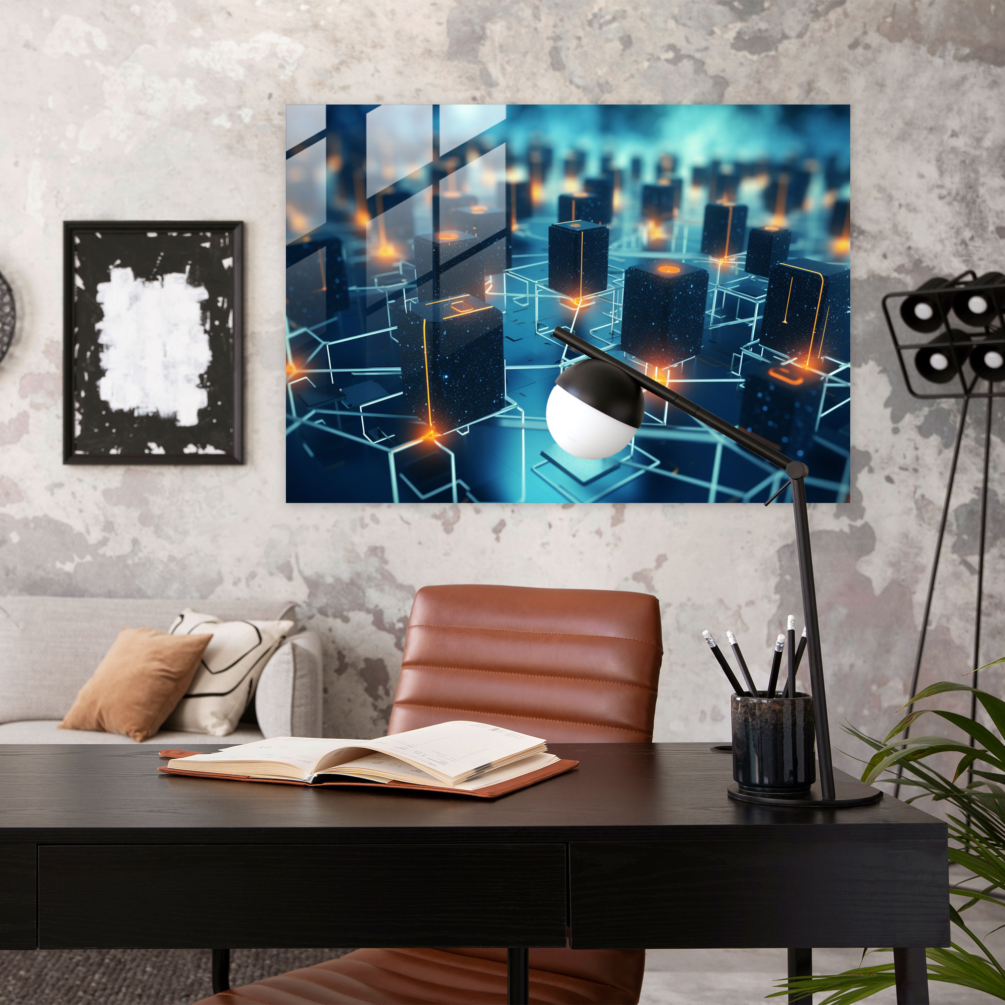 Blockchain Modern Art - Blockchain, Realistic 3D Rendering, Glass Art, Essence Of Blockchain