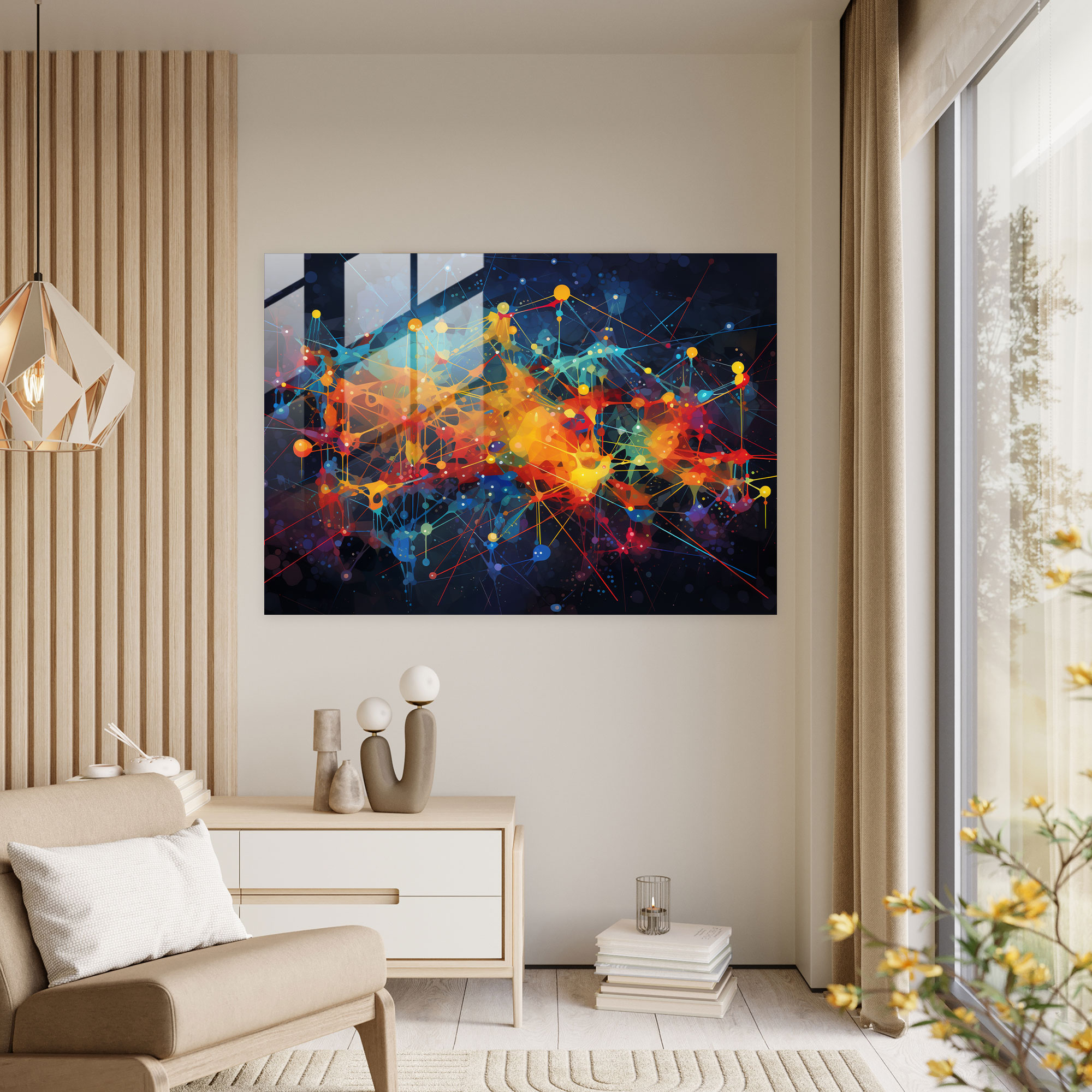 Blockchain Cam Tablo - Sanatçı Temsili Modern Sanat Soyut Şekiller