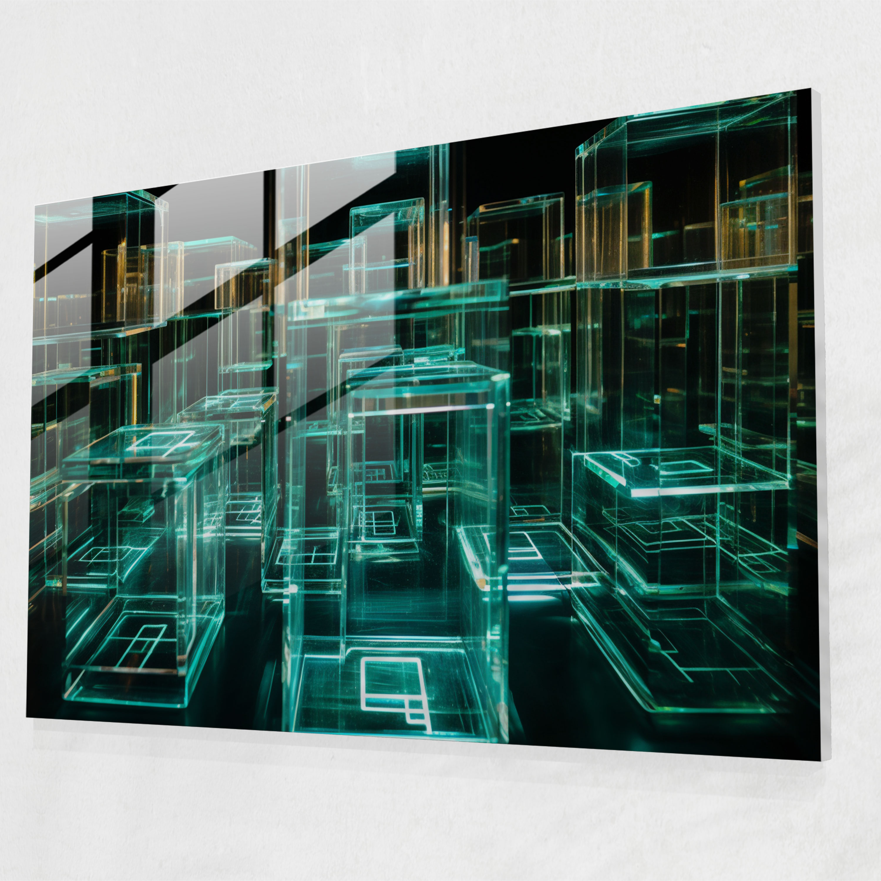 Blockchain Glass Wall Art - Blockchain, Blockchain, Connections, Contemporary Glass Artwork