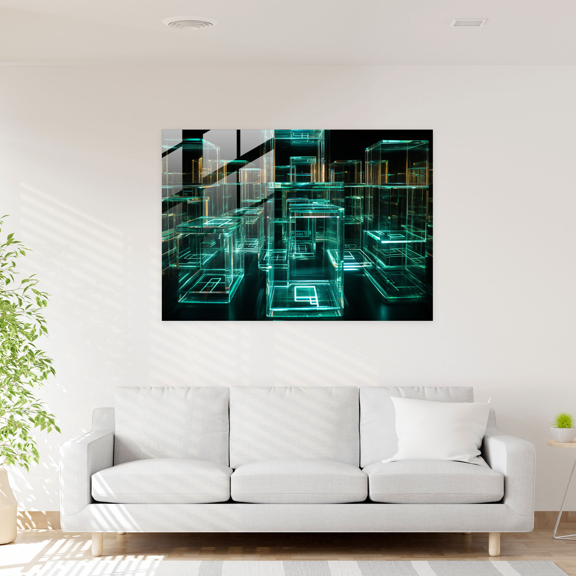 Blockchain Glass Wall Art - Blockchain, Blockchain, Connections, Contemporary Glass Artwork