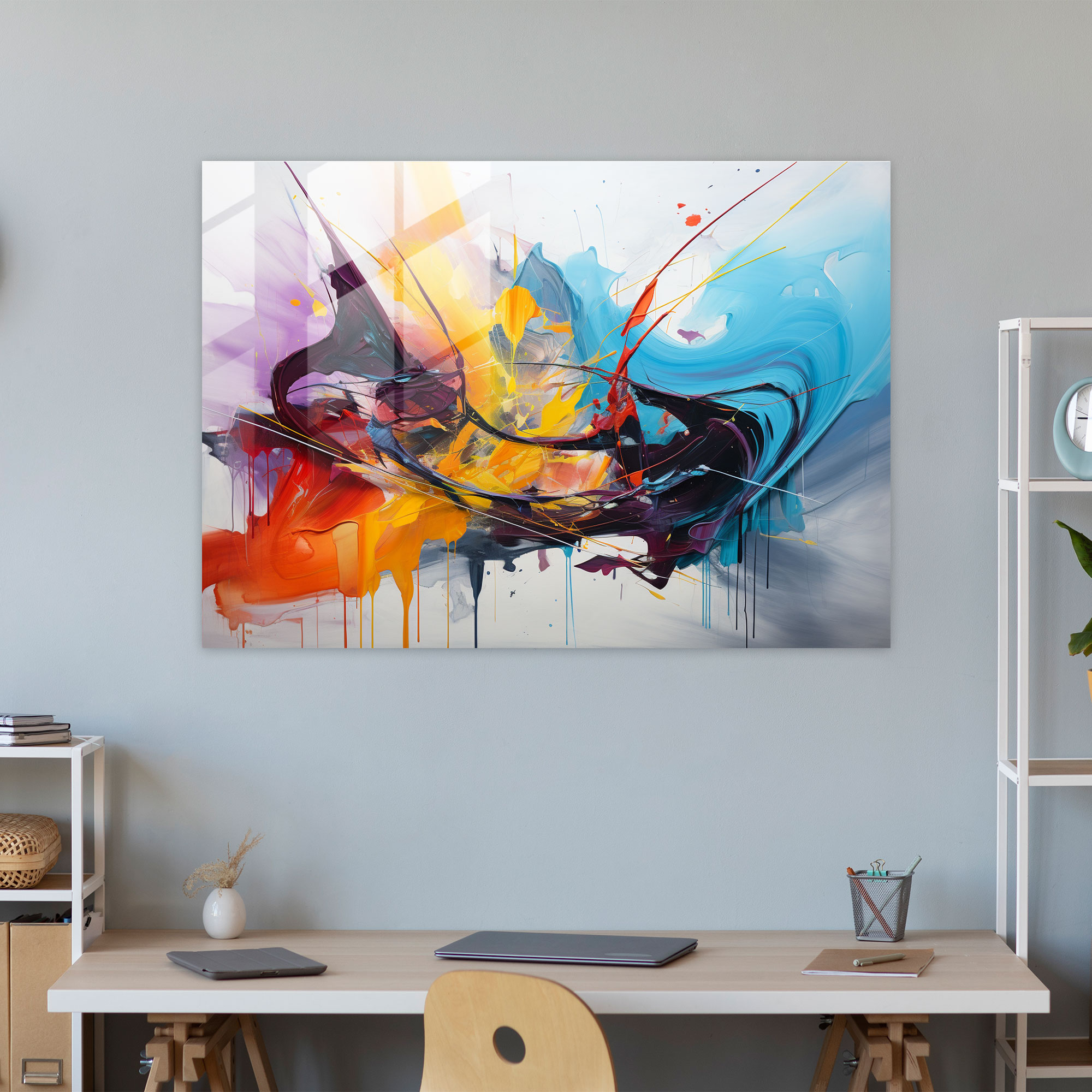 Blockchain Expressionist Glass Print - Blockchain, Glass Wall Art, Home Decoration, Blockchain