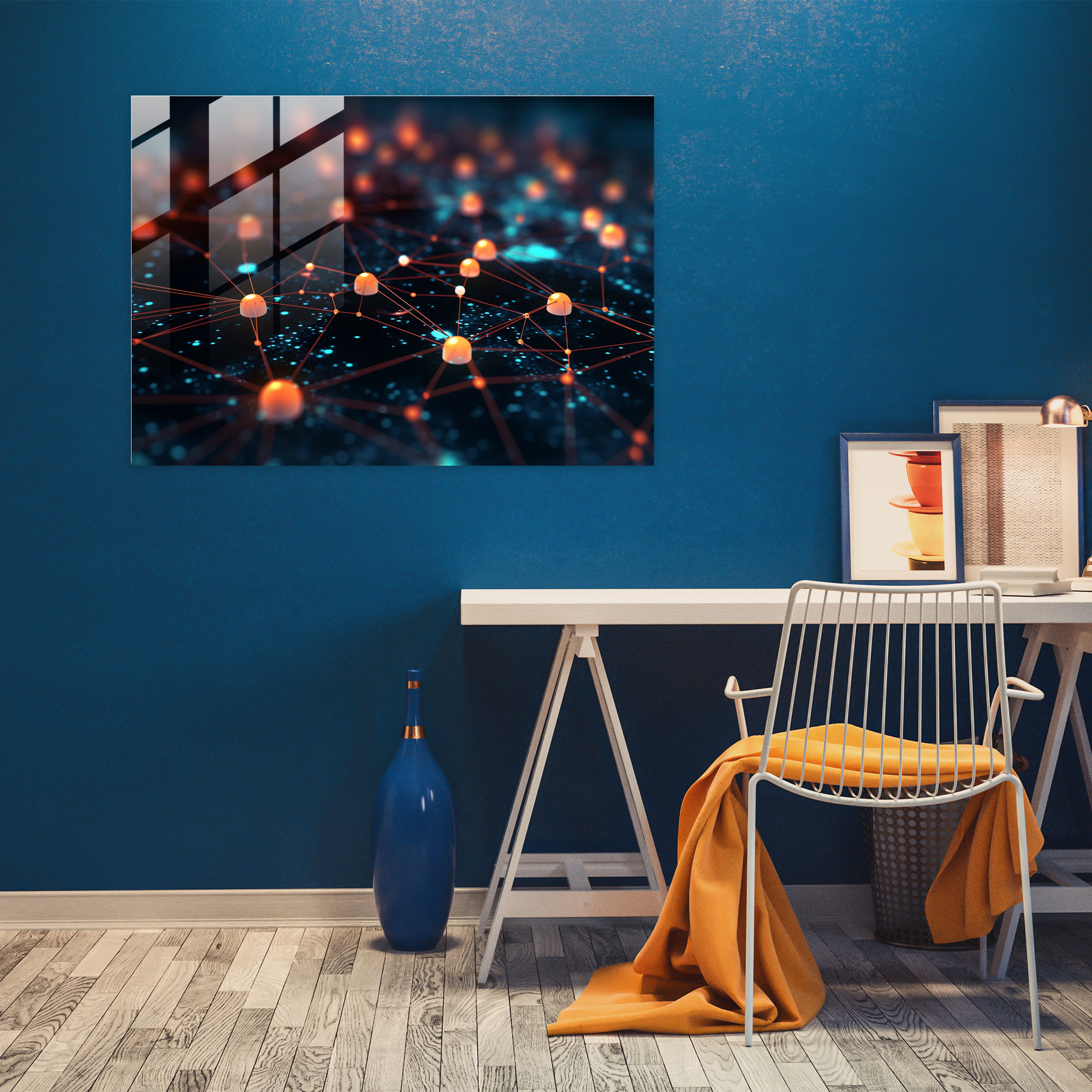 Secure Blockchain Glass Wall Art - Blockchain, Home Decoration, Wall Decoration, Glass Art