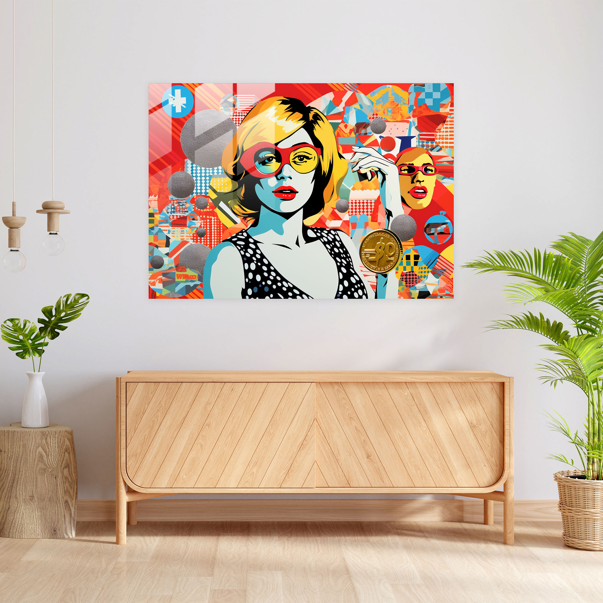 Kripto Para Pop Sanat Cam Tablo - Blockchain Ev Dekorasyonu Modern Sanat