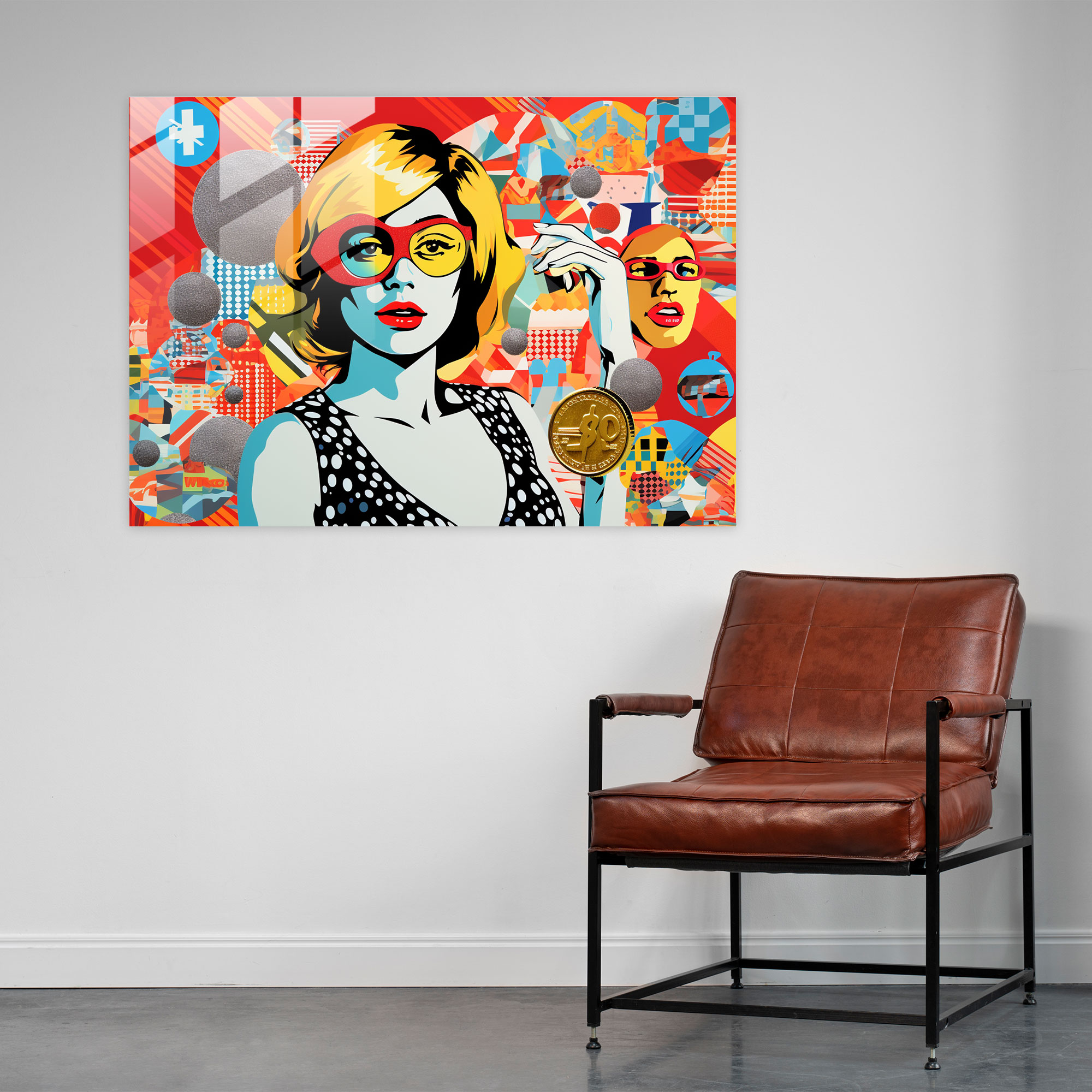 Kripto Para Pop Sanat Cam Tablo - Blockchain Ev Dekorasyonu Modern Sanat