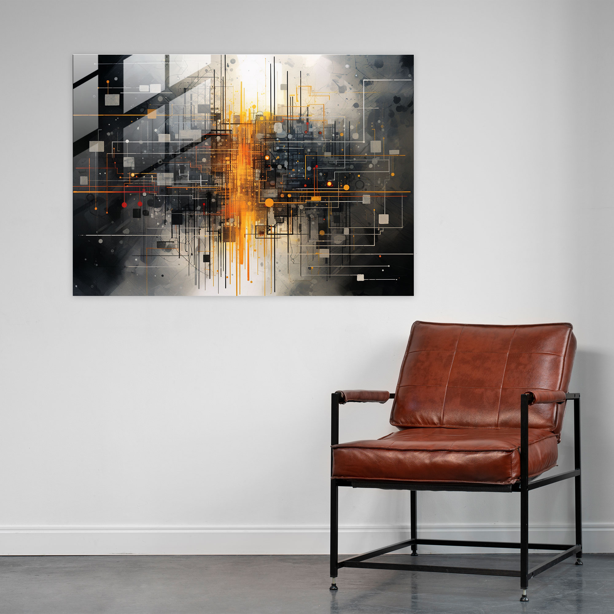 Mixed Media Blockchain Glass Art - Blockchain, Traditional Artistic Techniques, Glass Print, Abstract Mixed Media Artwork