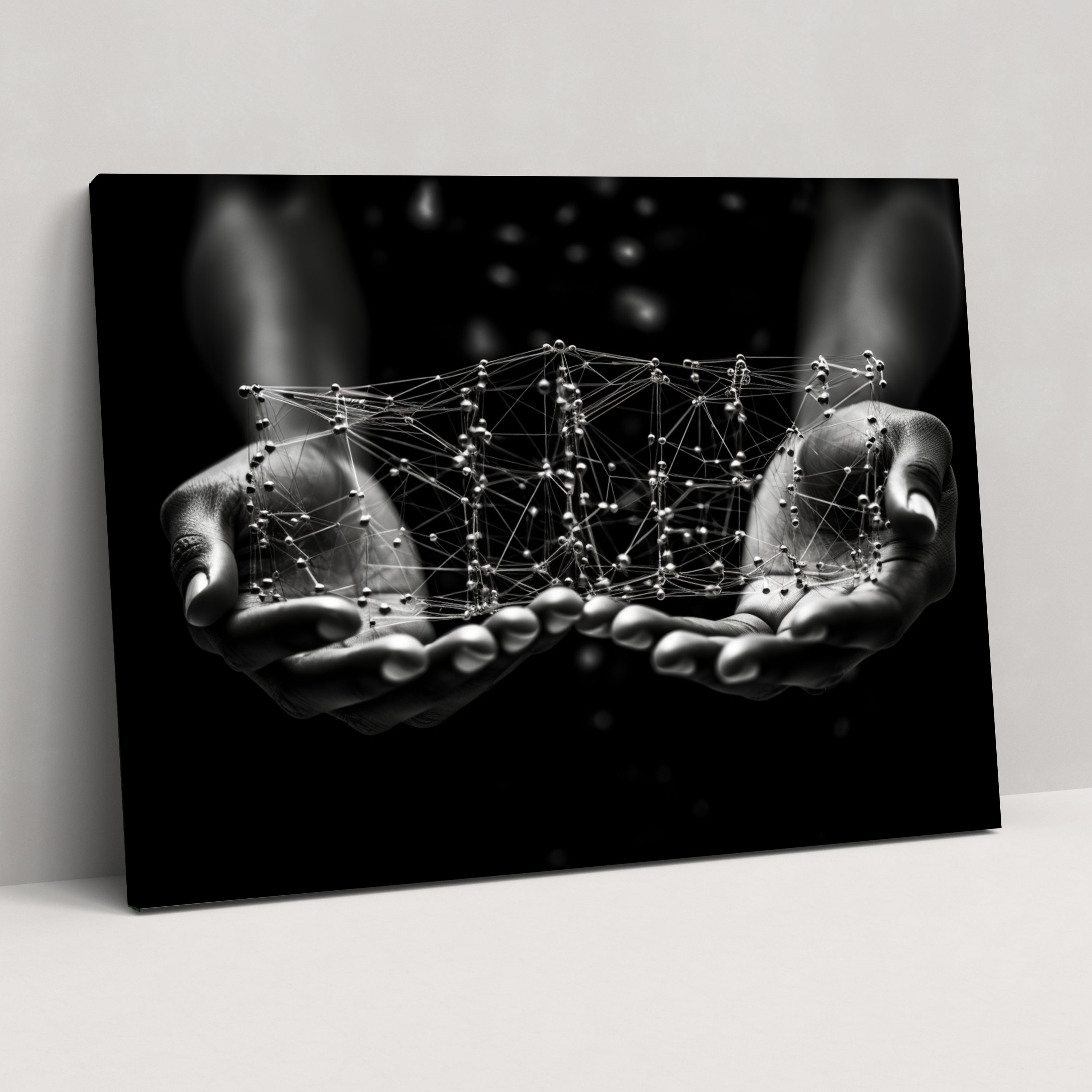 Blockchain Wall Decoration - Blockchain, Technology Decor, Canvas Wall Art, Hands Holding