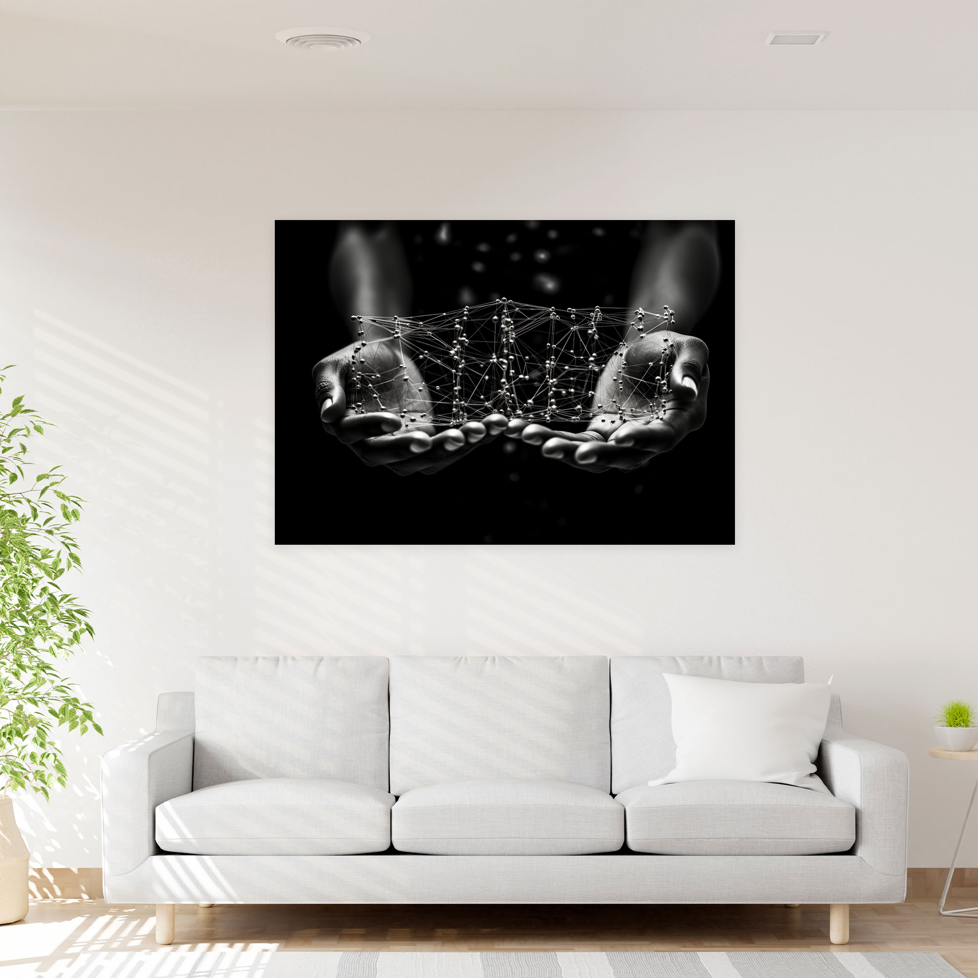 Blockchain Wall Decoration - Blockchain, Technology Decor, Canvas Wall Art, Hands Holding