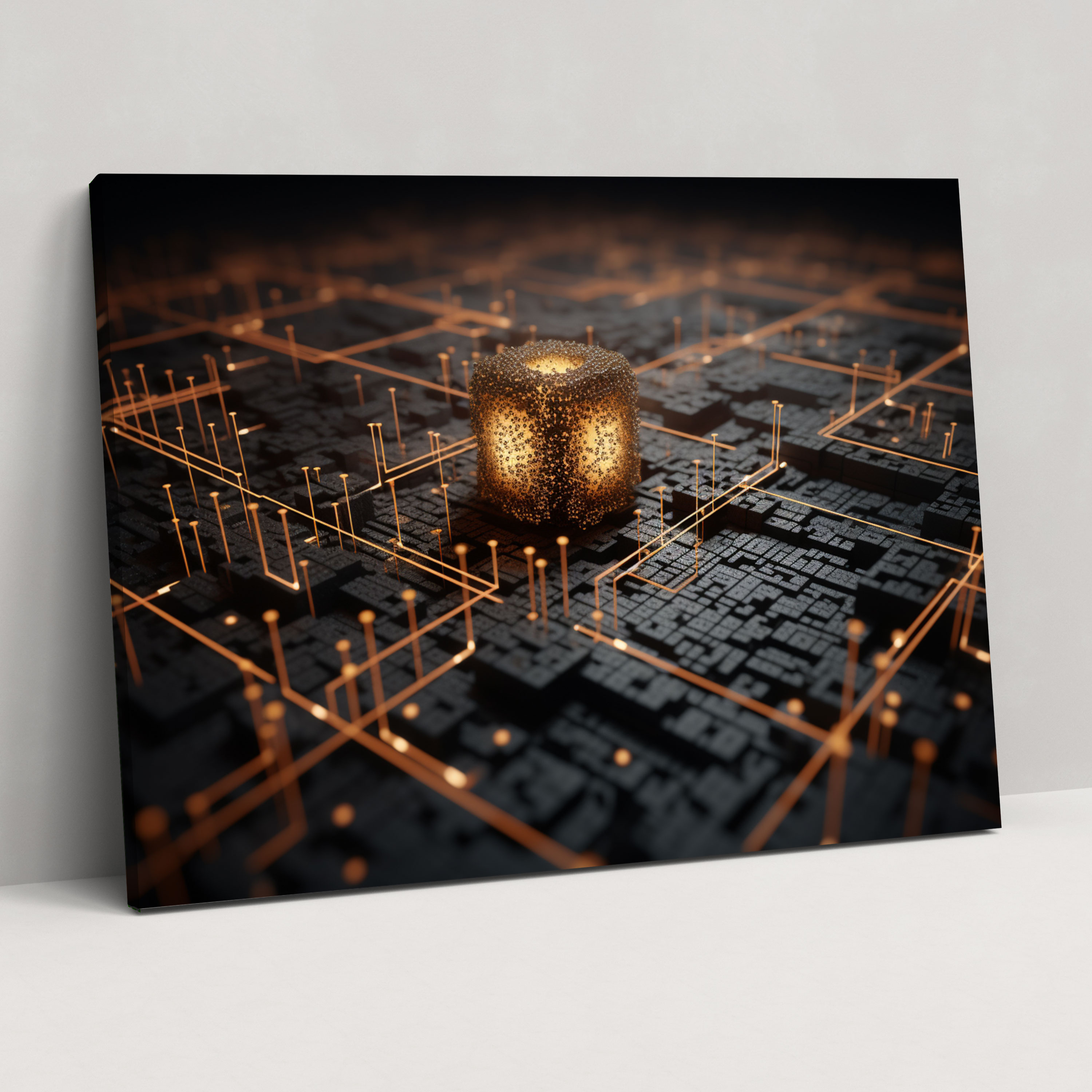 Realistic Blockchain Wall Art - Blockchain, Intricate Details, Canvas, Canvas Print