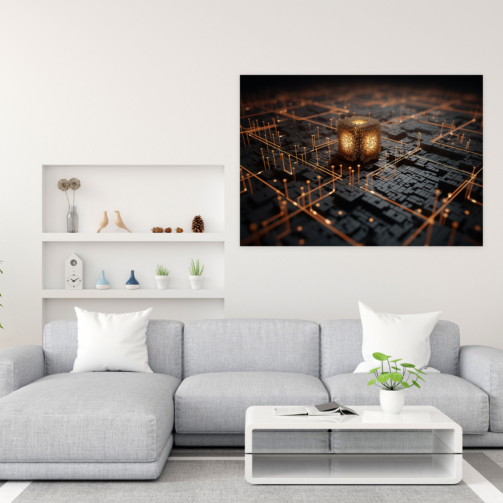 Realistic Blockchain Wall Art - Blockchain, Intricate Details, Canvas, Canvas Print
