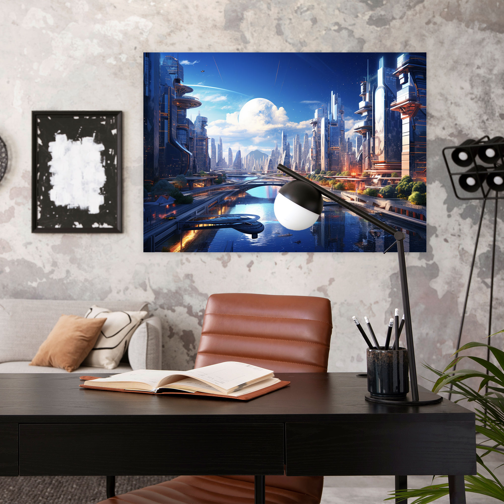 Futuristic Blockchain Canvas Print - Blockchain, Canvas Print, Technology-Driven, Futuristic Cityscape