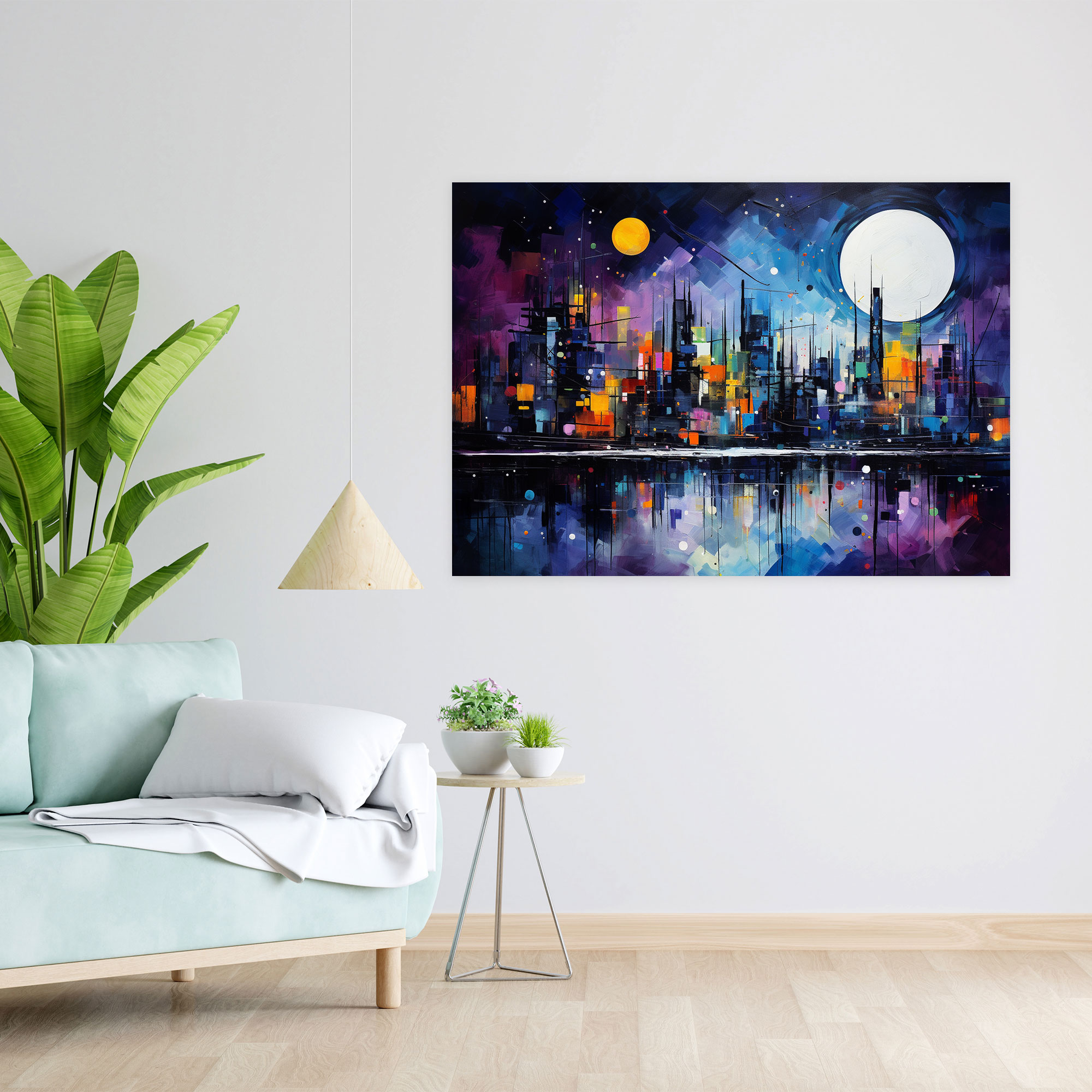 Blockchain Abstract Canvas Print - Blockchain, Canvas Print, Wall Decoration, Night